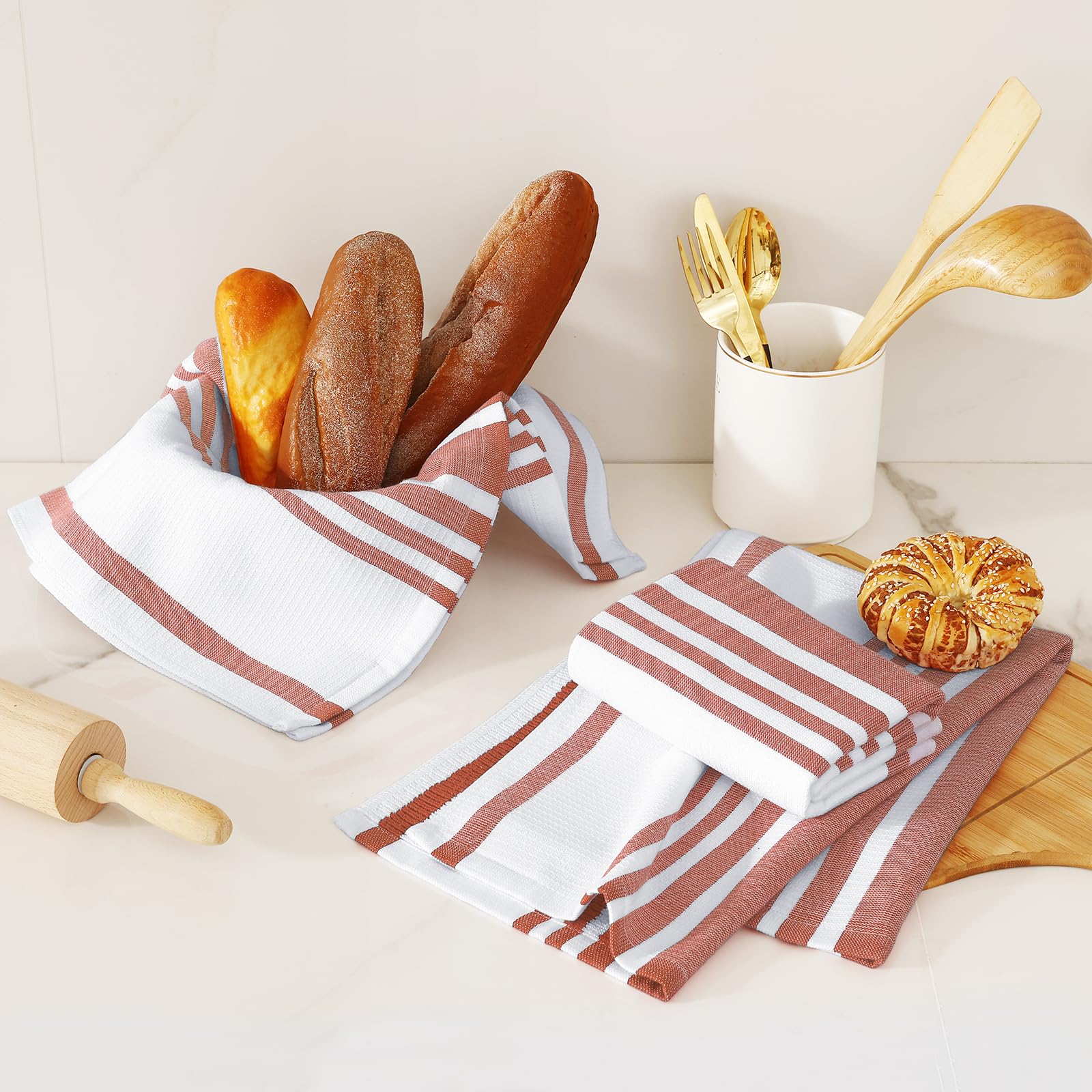Premium Cotton Stripe Kitchen Towels 3 Pack (3 Count)