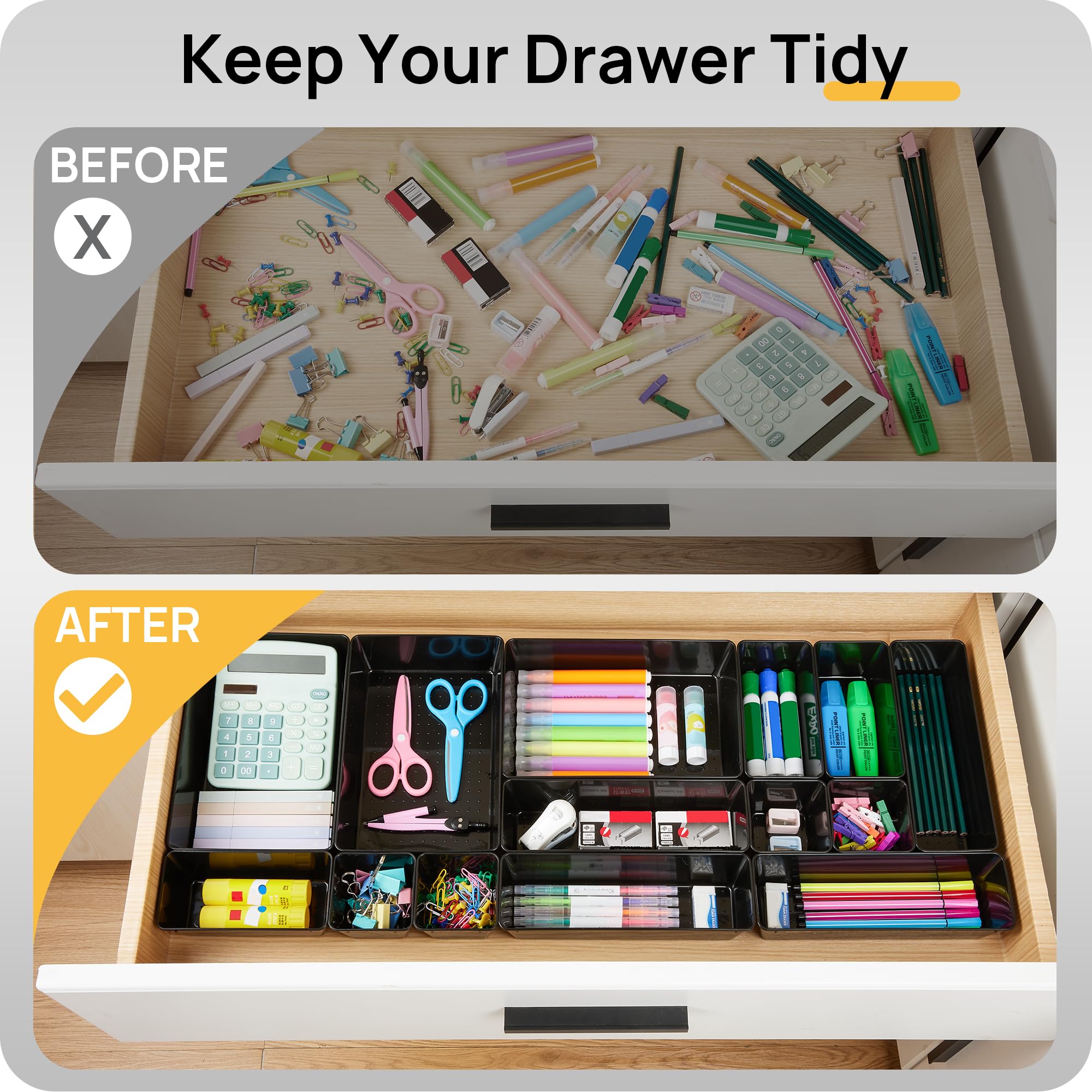 25 Pack Plastic Drawer Organizers with Non (25 Count)