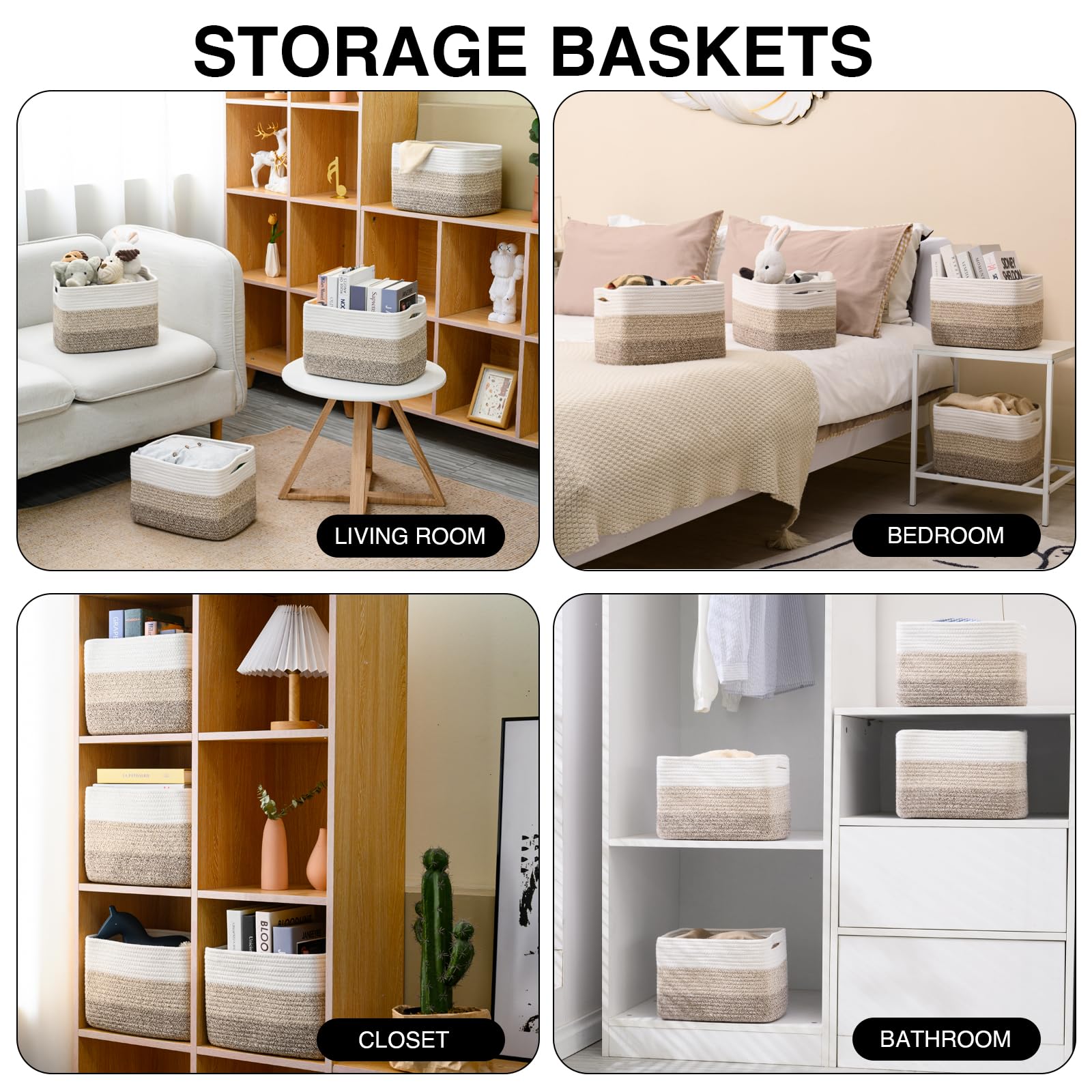 Shelf Baskets for Organizing (4 Count)