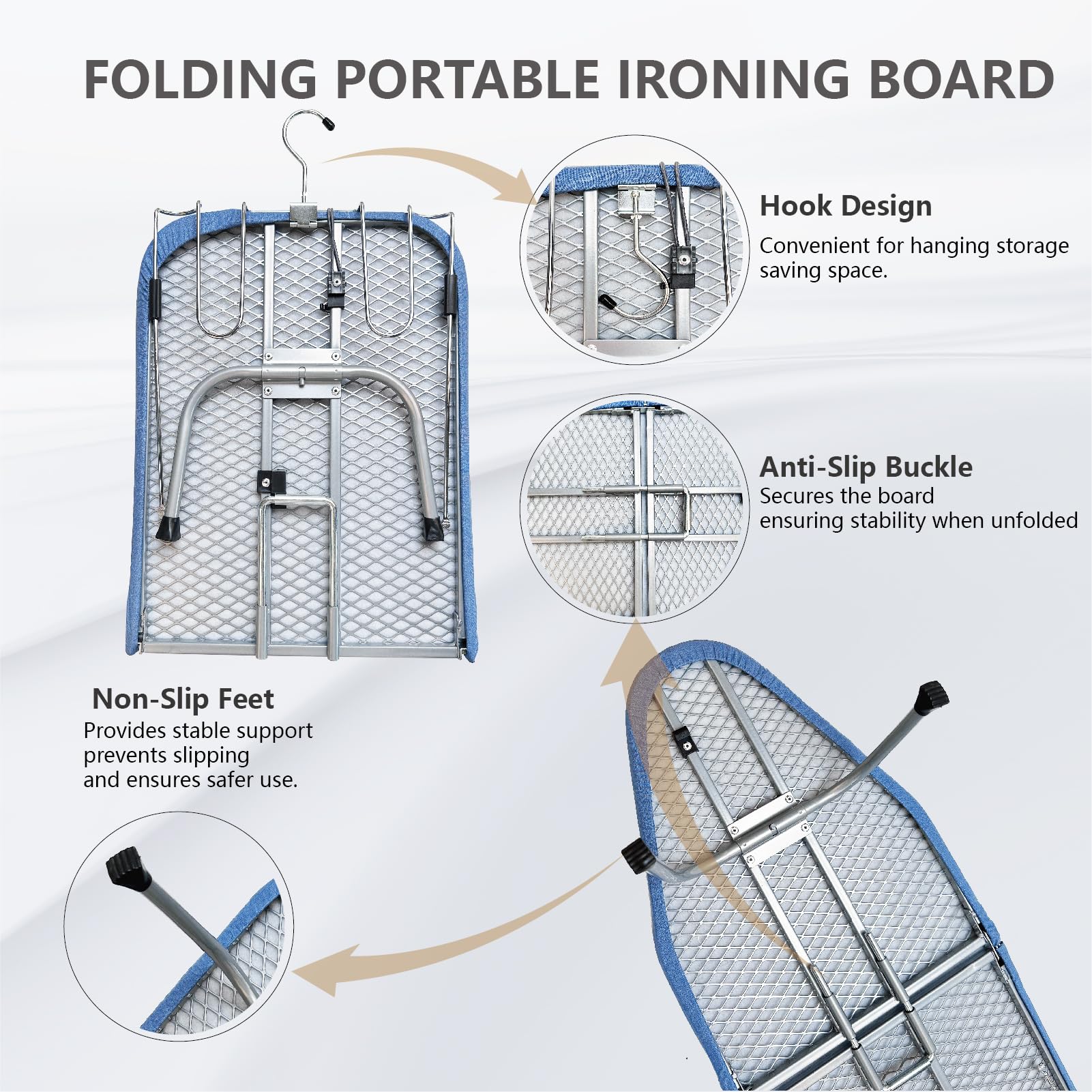 Metal Foldable Tabletop Ironing Board with Iron Rest