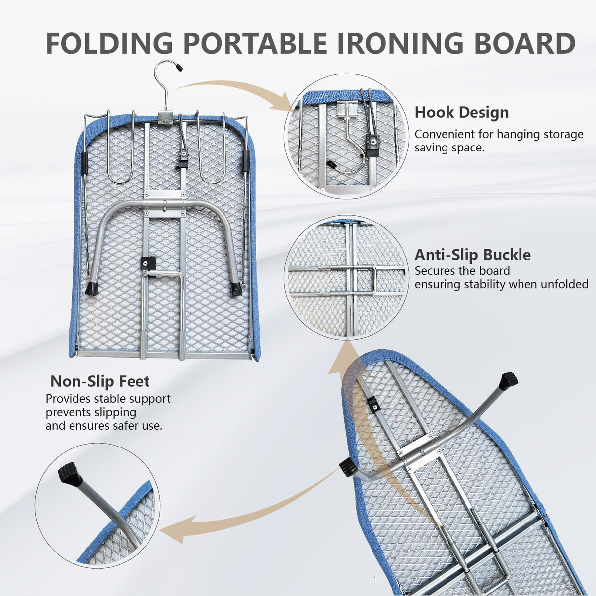Metal Foldable Tabletop Ironing Board with Iron Rest