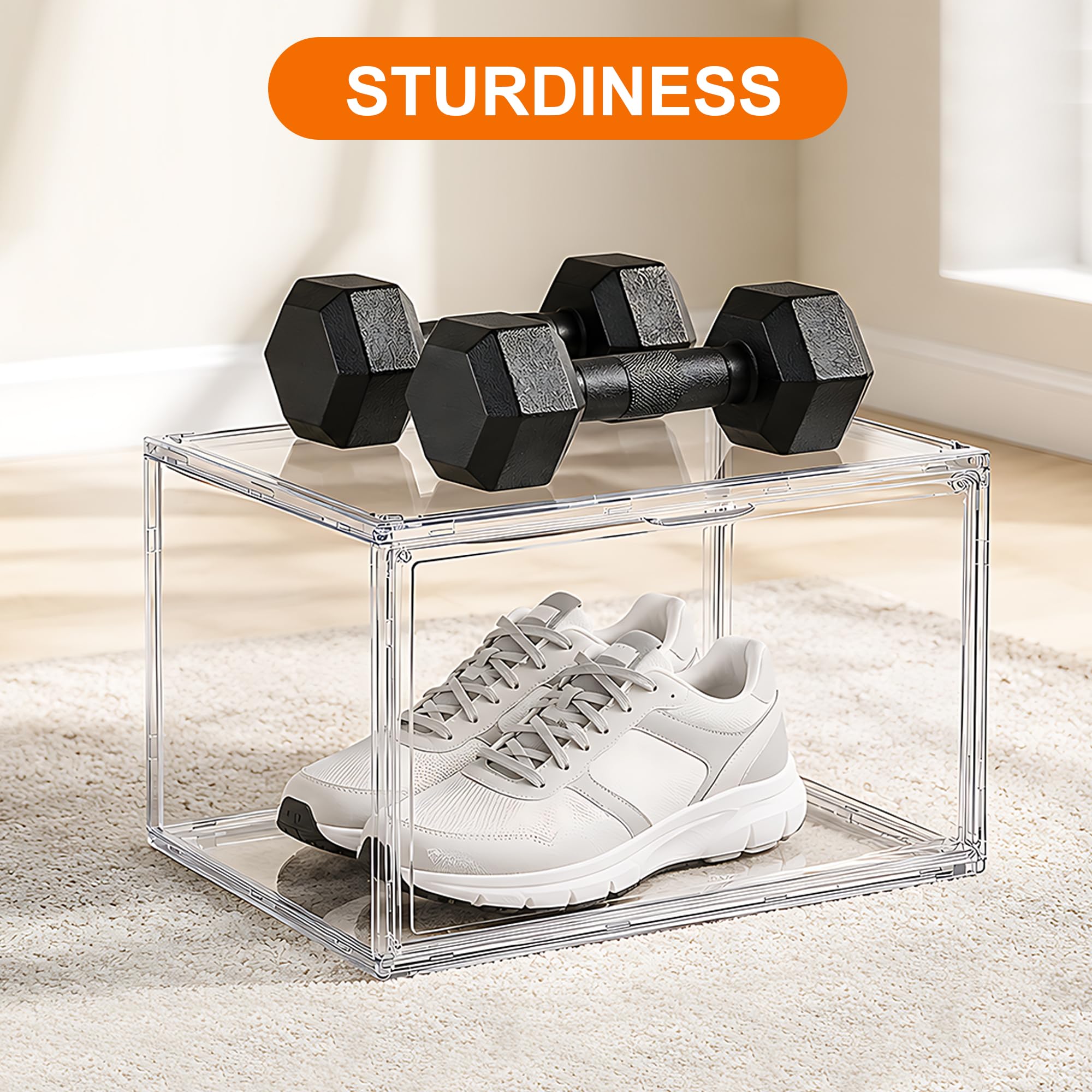 12 Pack Acrylic Shoe Boxes Side Open (12 Count)
