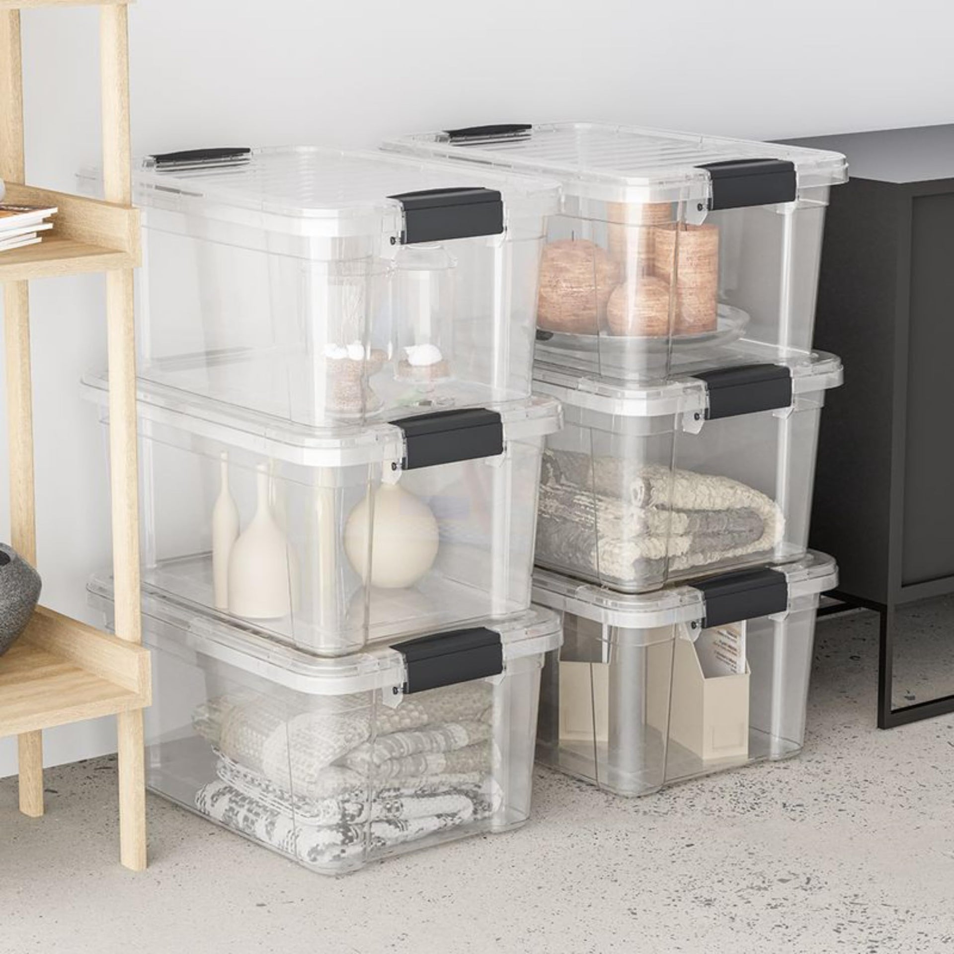 Clear Storage Bins with Lids (2 Count)