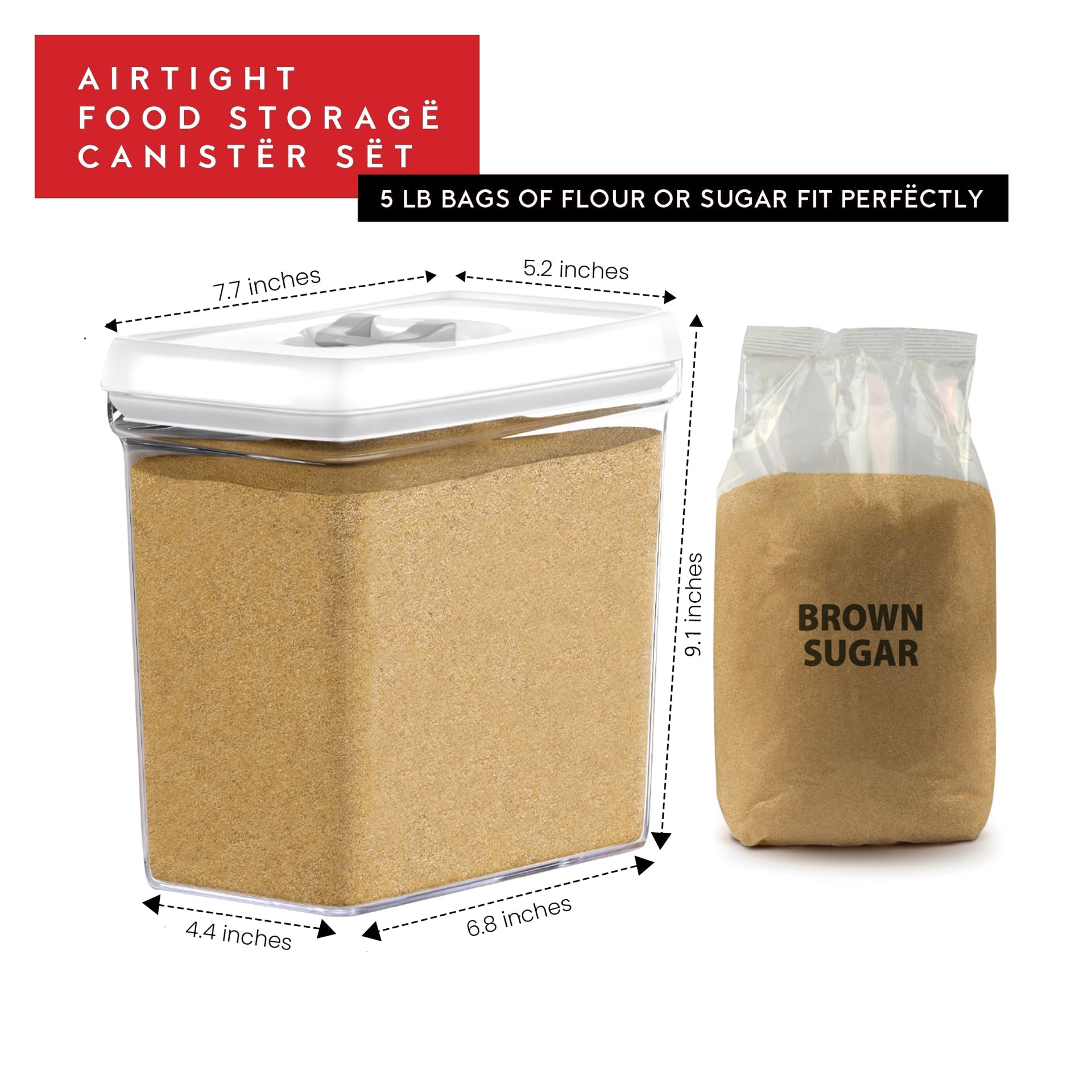 Large Airtight Food Storage Containers with White Lids (4 Count)
