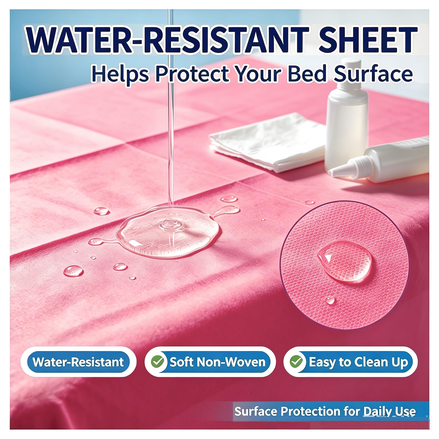 100PCS Massage Table Sheets Disposable Spa Bed Cover 75x31 Waterproof Pink (100 Count)