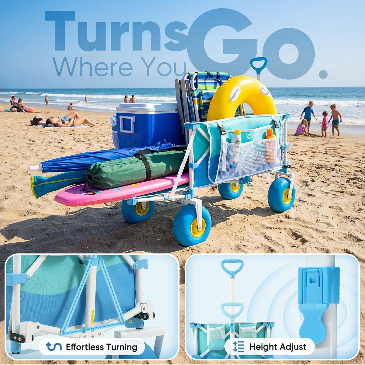 Heavy Duty Beach Wagon with 9" Big Sand