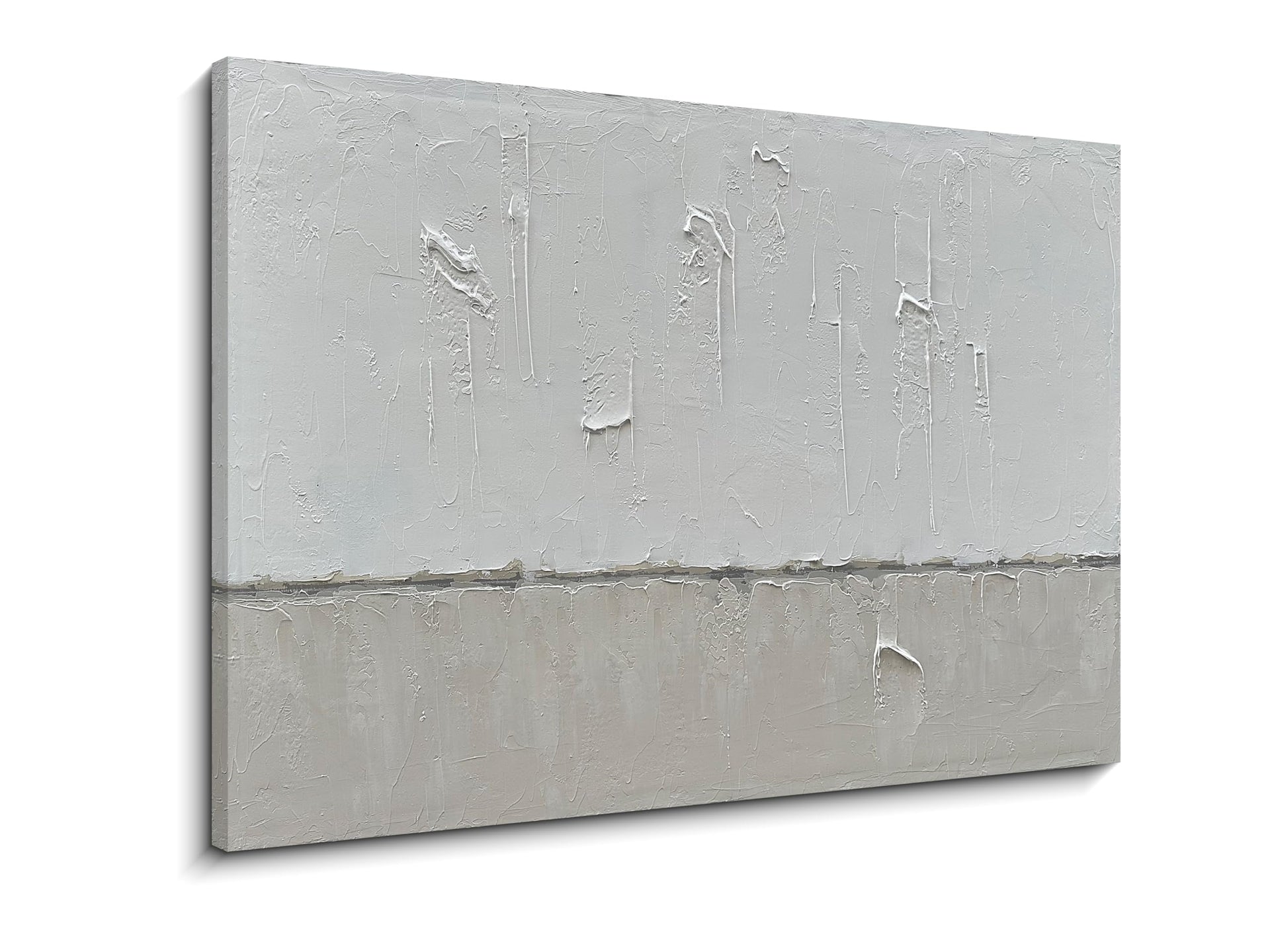 Art Hand painted minimalist style oil painting in gray and white