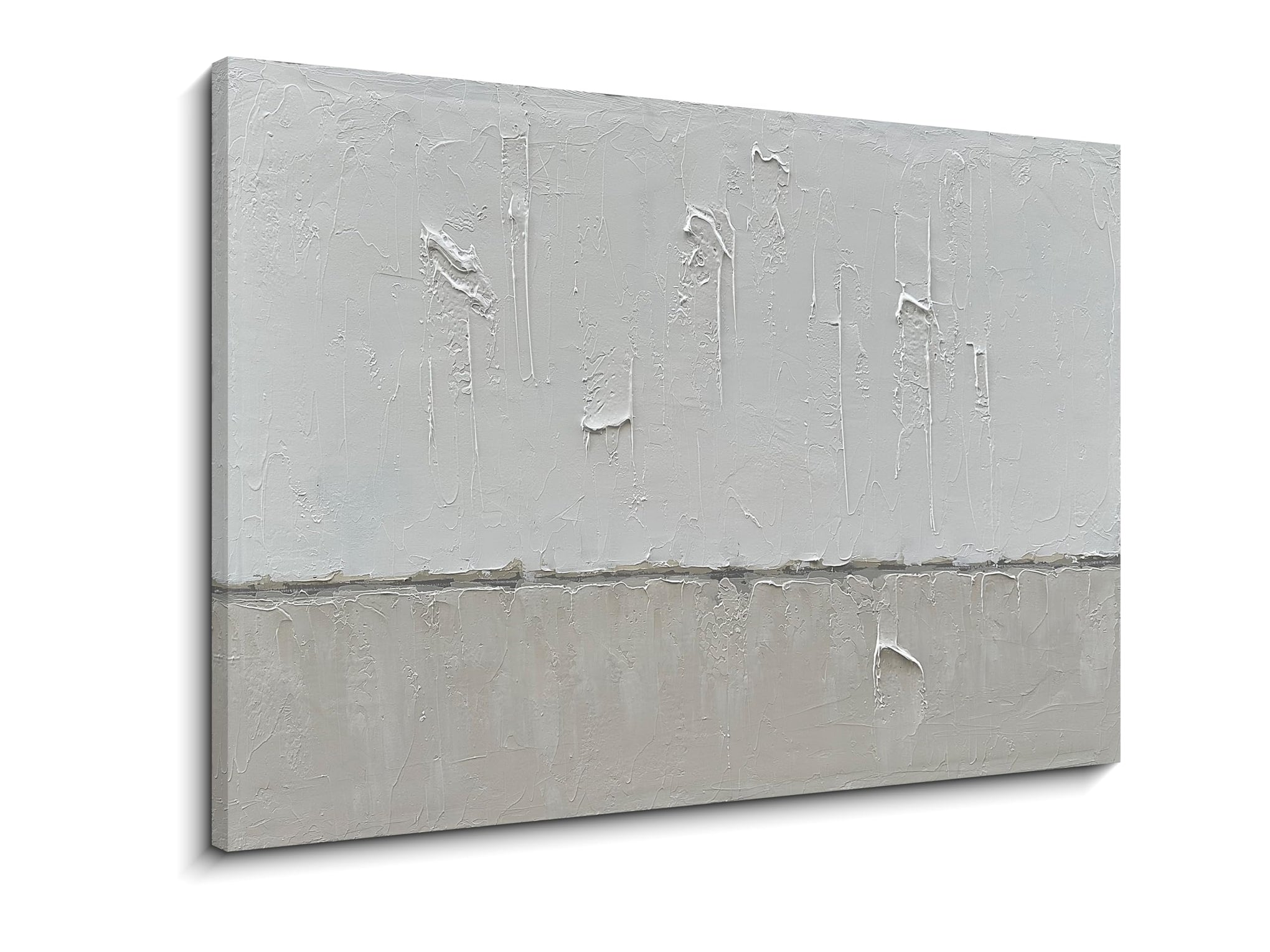 Art Hand painted minimalist style oil painting in gray and white