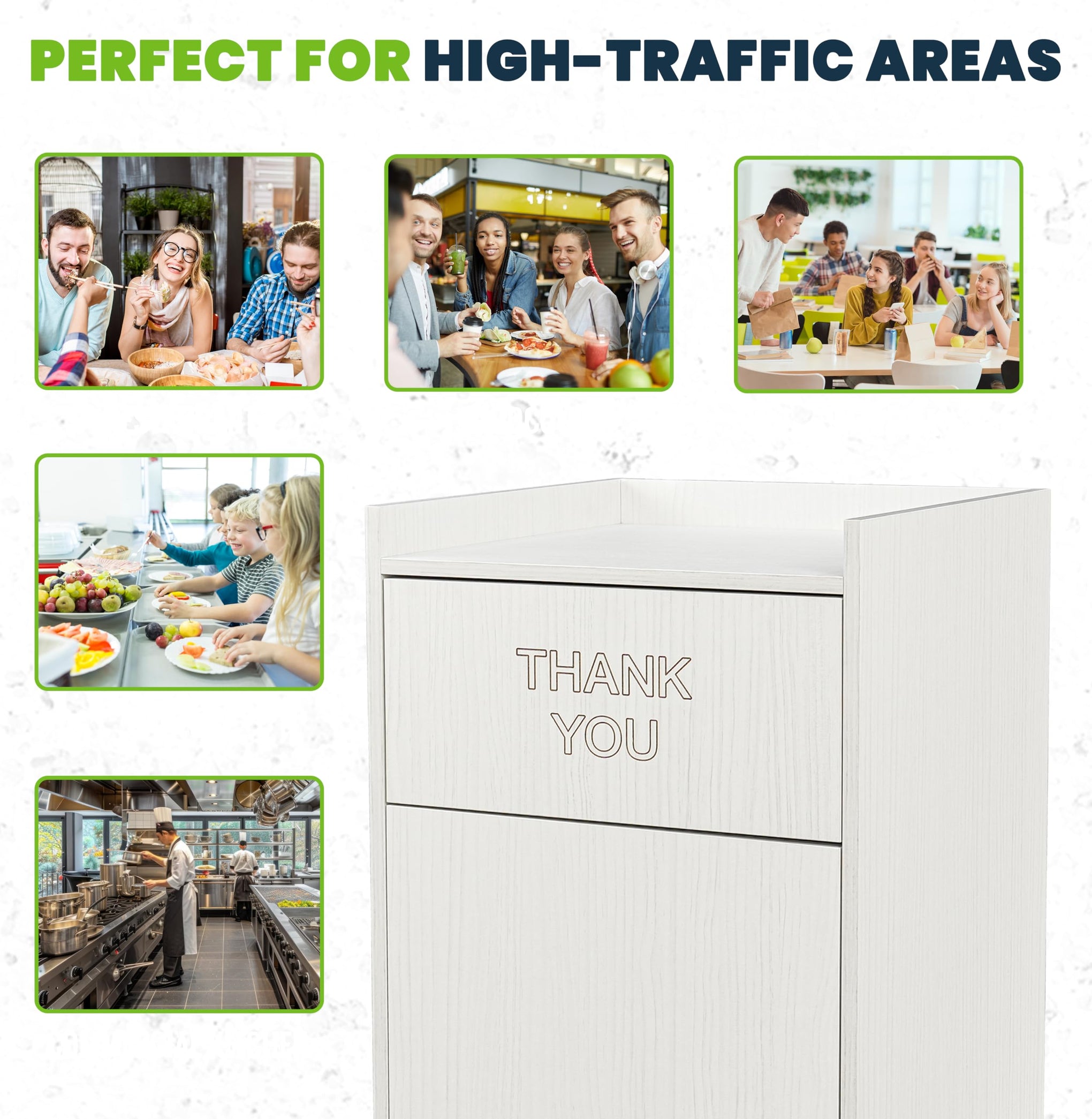 Restaurant Trash Can Cabinet with Tray Holder