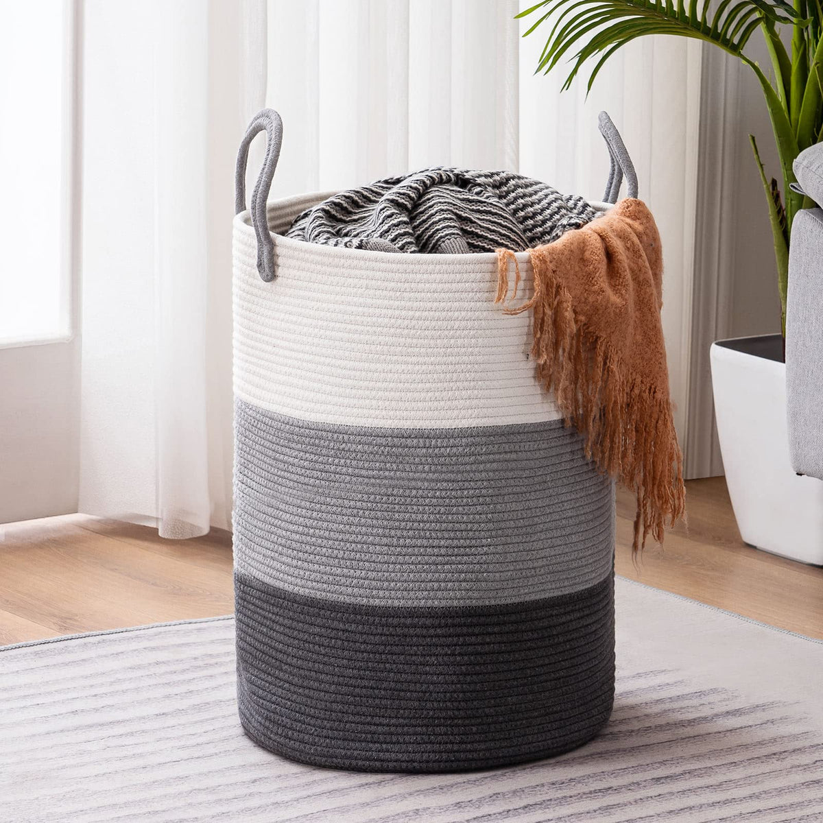 Cotton Rope Laundry Hamper Basket (1961.2133 Fl Oz) - ModHome Supplies
