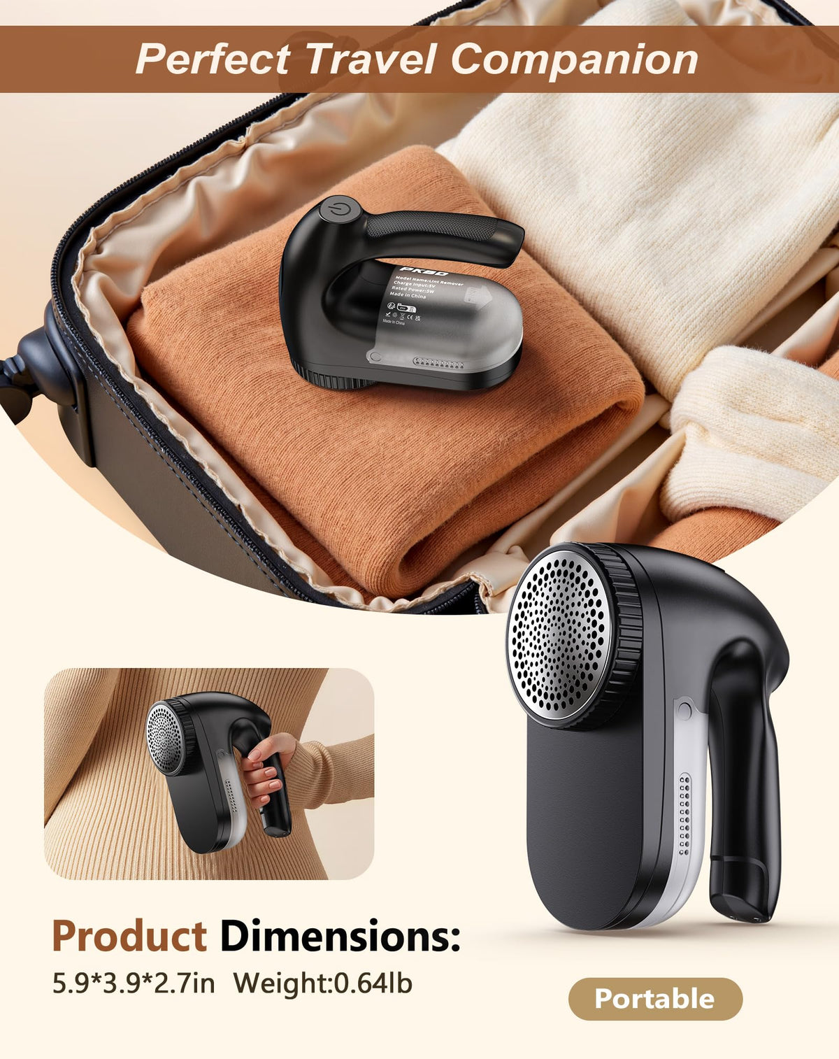 IPX6 Waterproof Washable Electric Fabric Shaver and Lint Remover