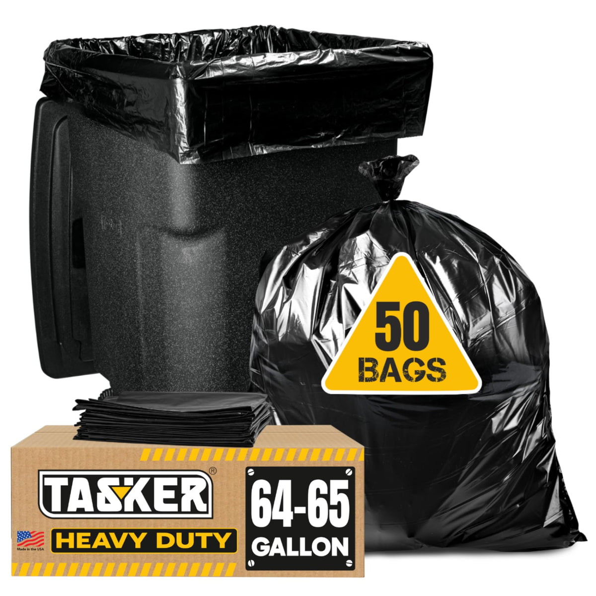 65 Gallon Trash Bags Heavy Duty (50 Count)