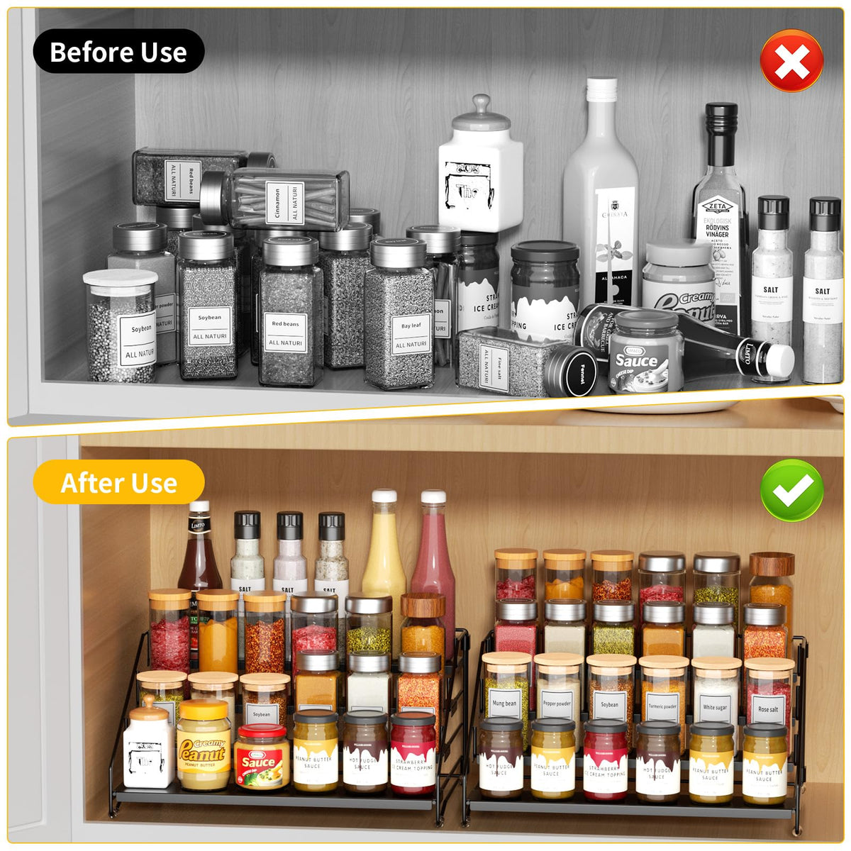 2 Pack Spice Rack Organizer for Cabinet