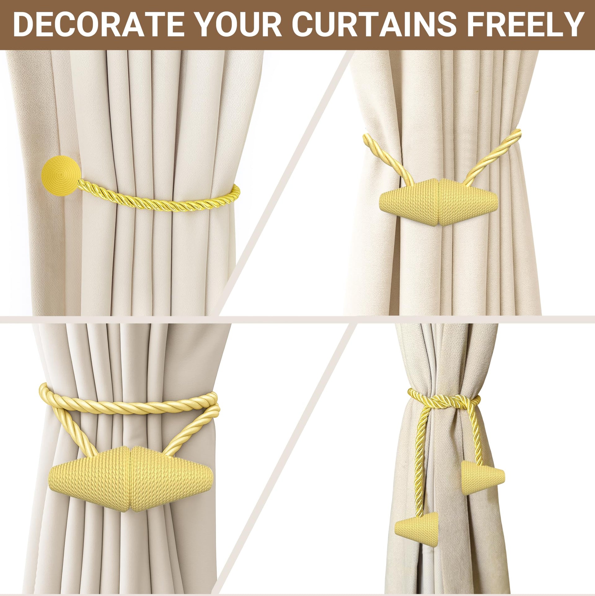 Magnetic Curtain Tiebacks Golden 2pcs (2 Count)