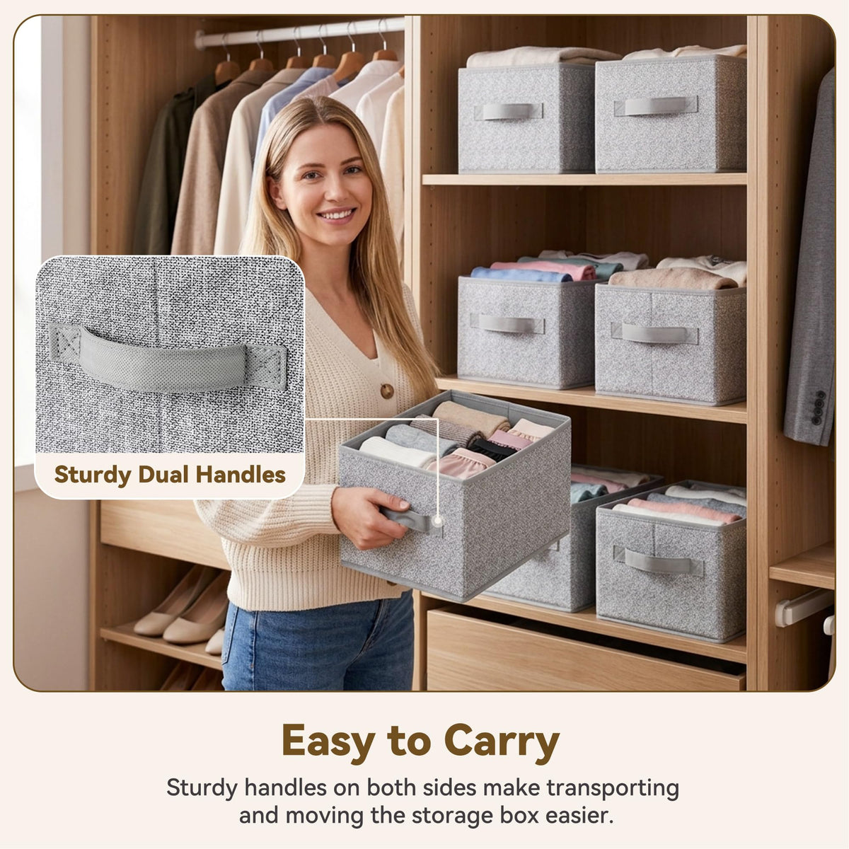Closet Storage Bins with Handles (3 Count)