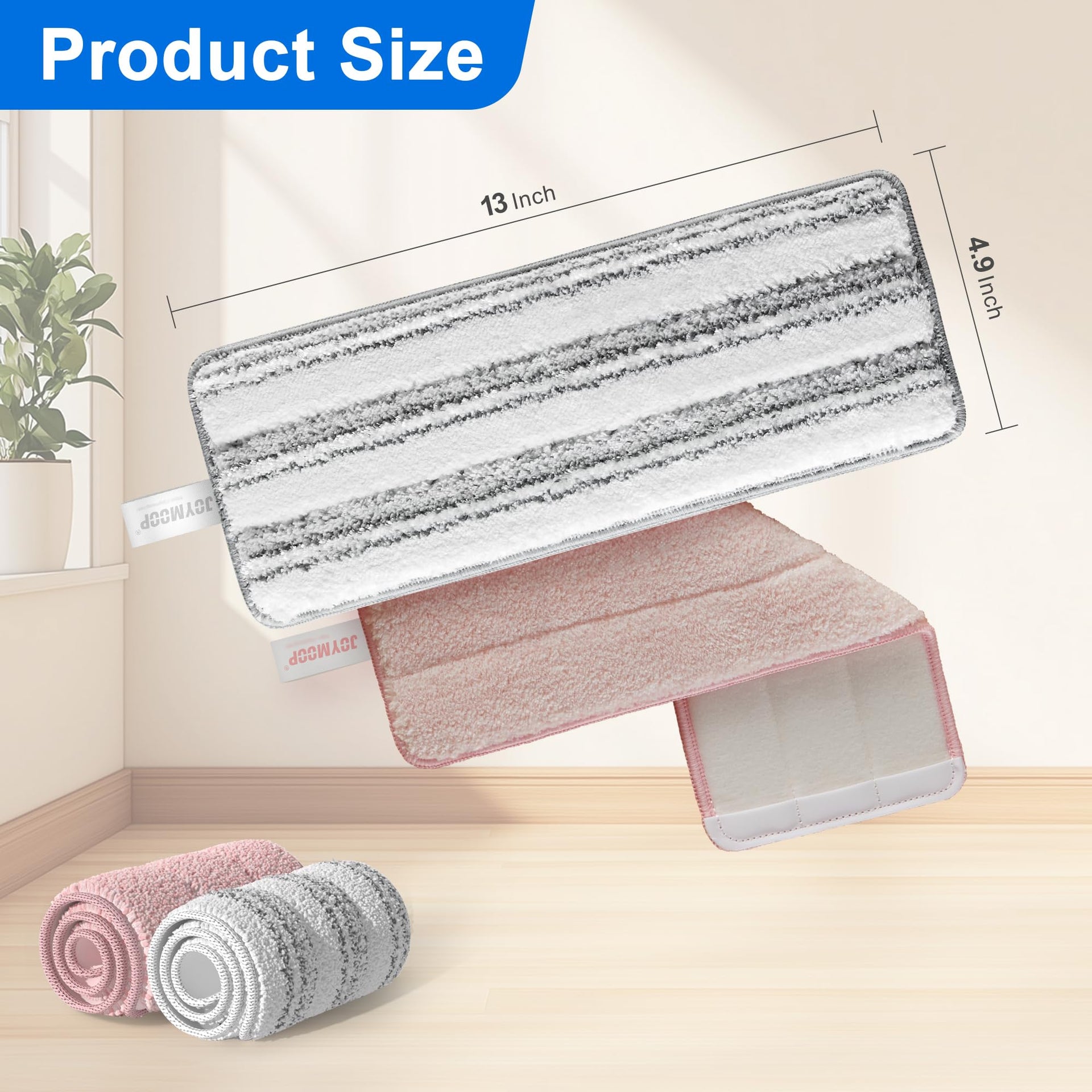 Microfiber Replacement Pads for 13" Flat Mop System (4 Count)