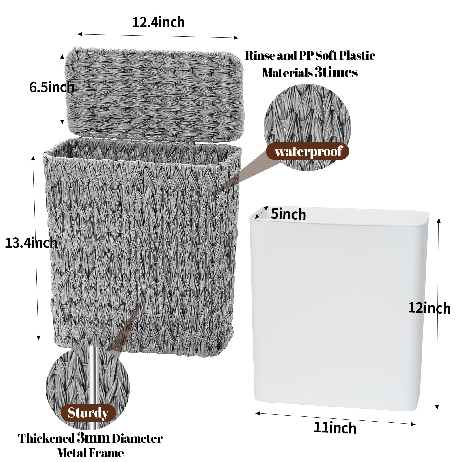 3 Gallon Wicker Trash Can