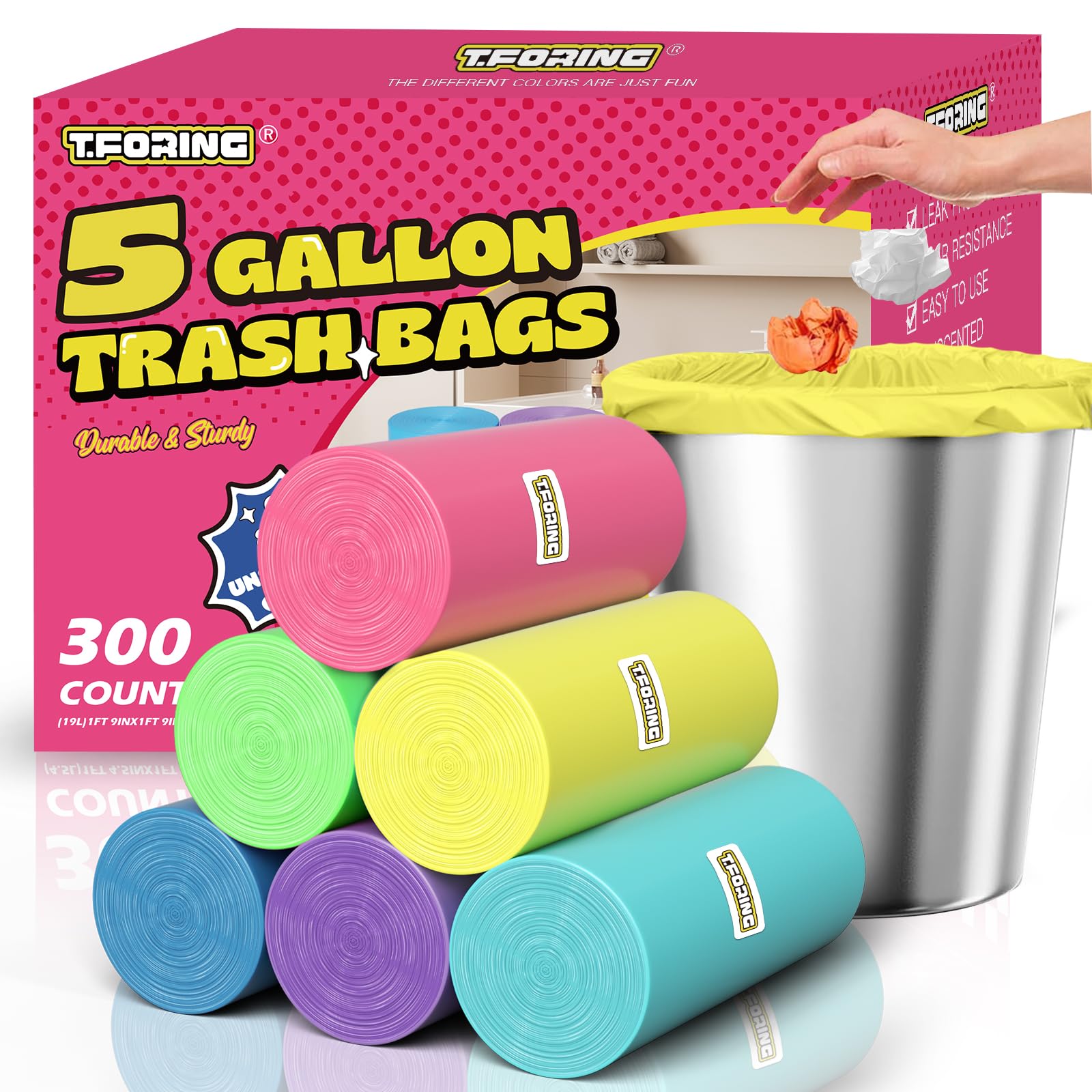 Small 5 Gallon Trash Bags Unscented (300 Count)