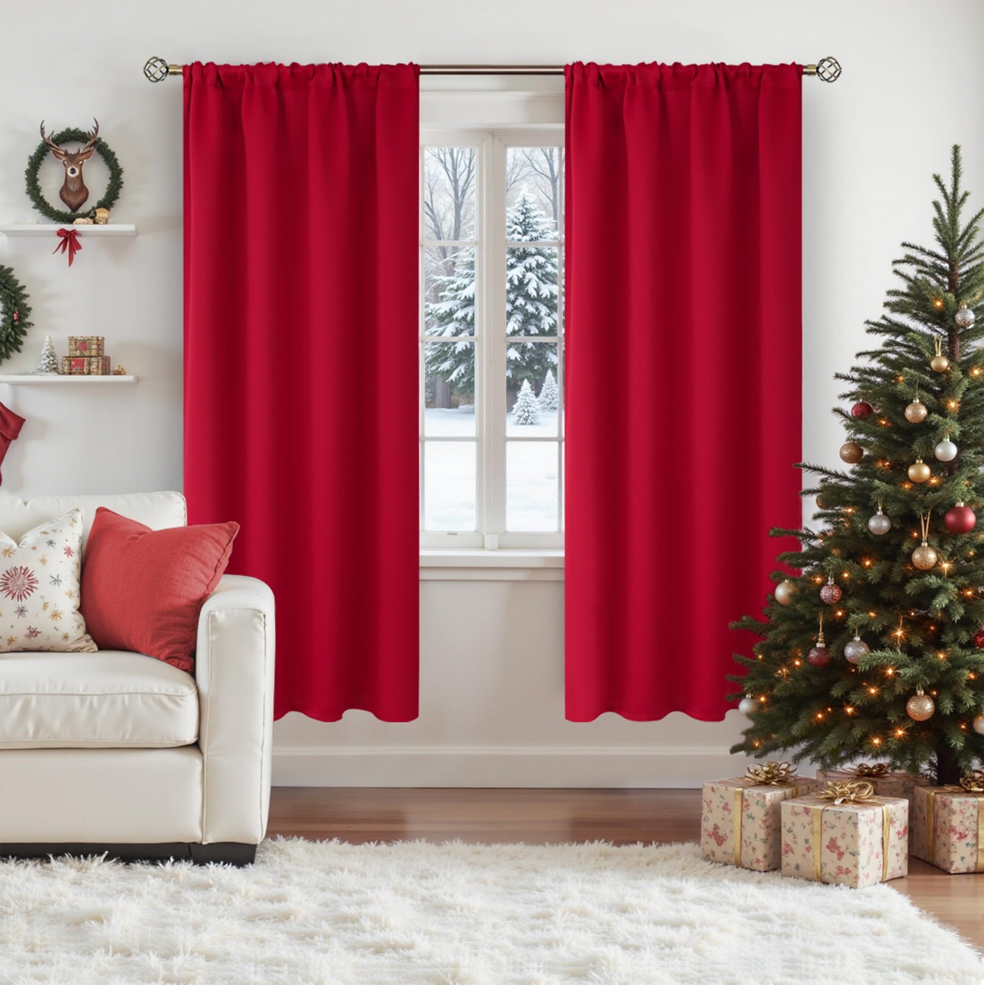 Red Blackout Curtains for Bedroom 72 Inches Length (2 Count)