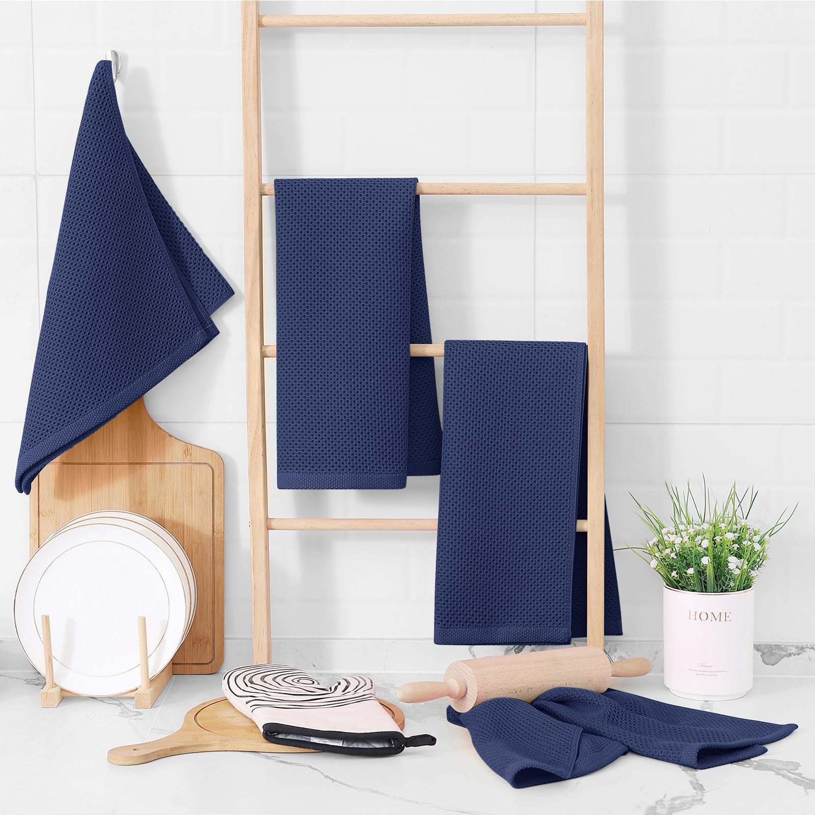 100% Cotton Waffle Weave Kitchen Dish Towels 4 (4 Count)