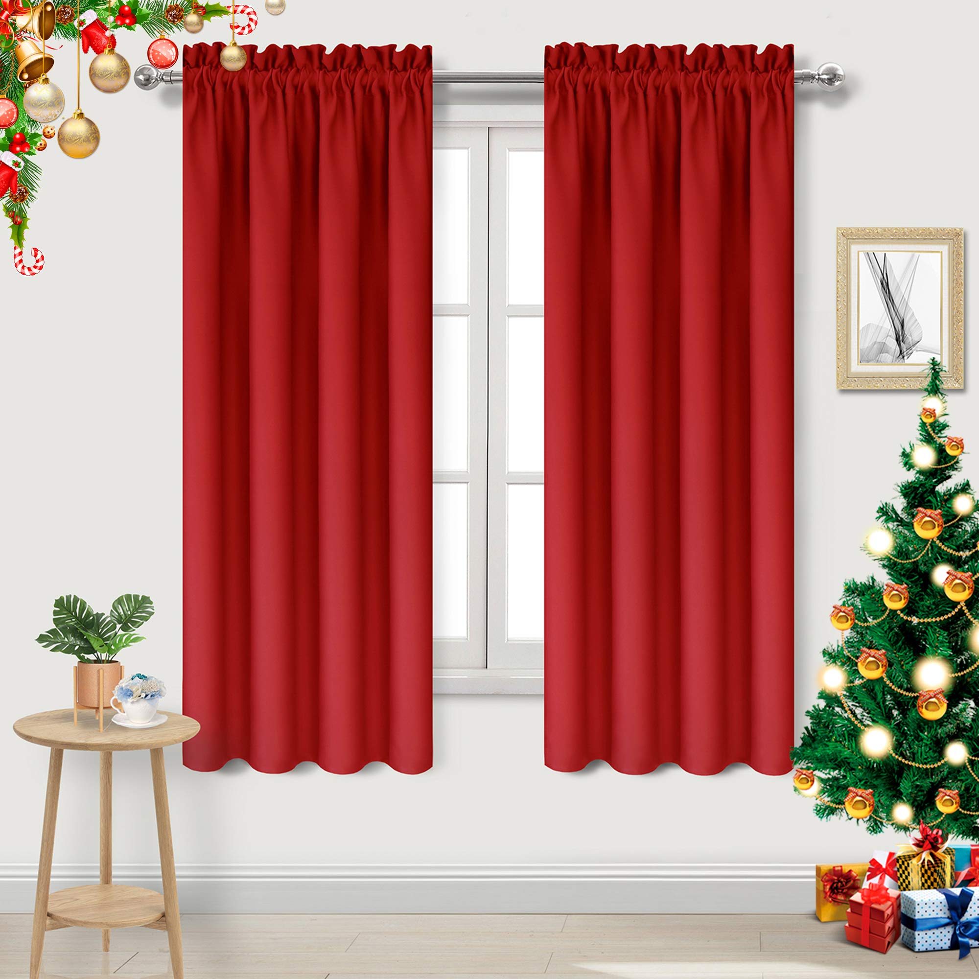 Blackout Curtains for Bedroom Living Room 38 x 63 Inch Long Red (2 Count)