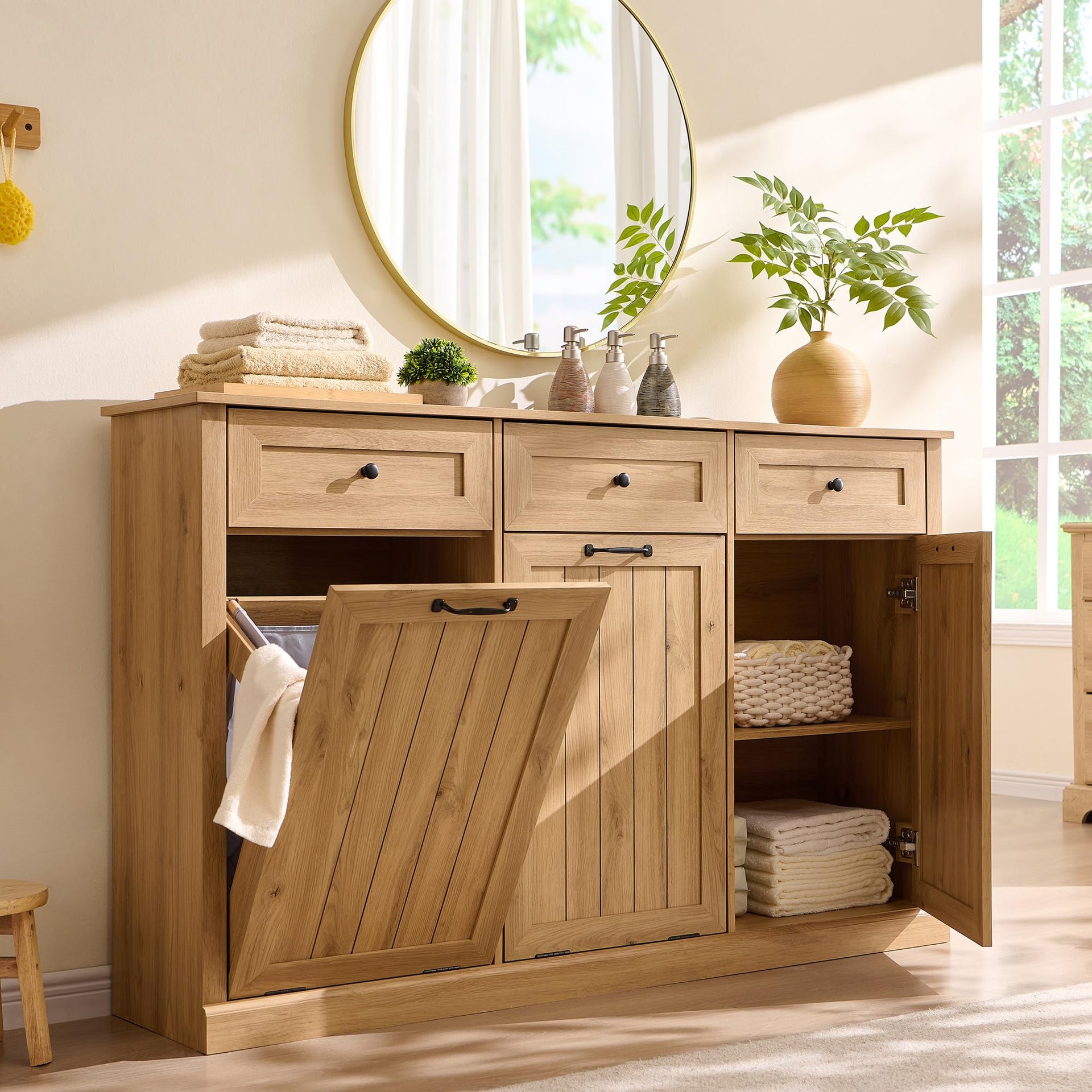 Triple Tilt Out Laundry Hamper Cabinet