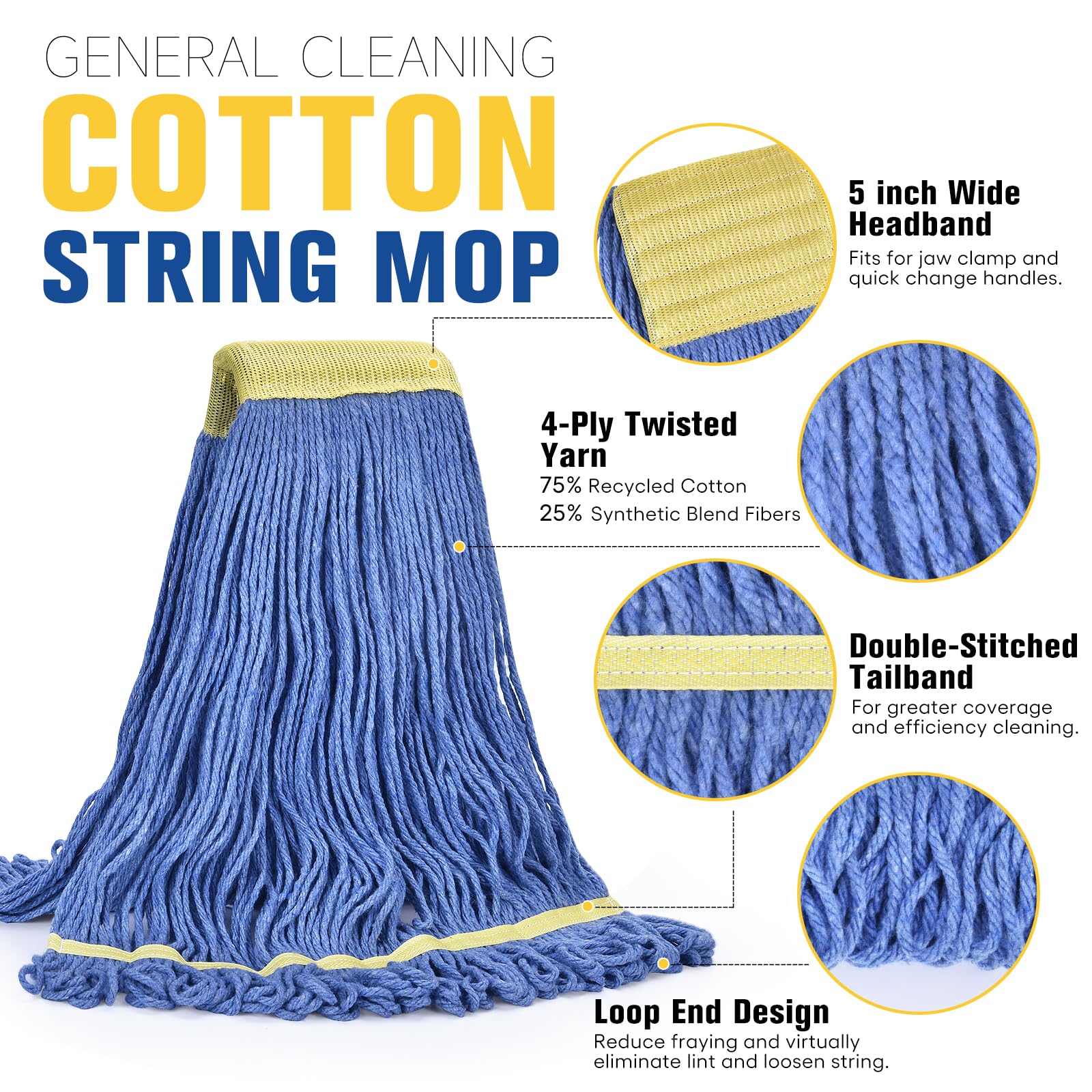 Matthew Cleaning Commercial Mop Head Replacement (6 Count)