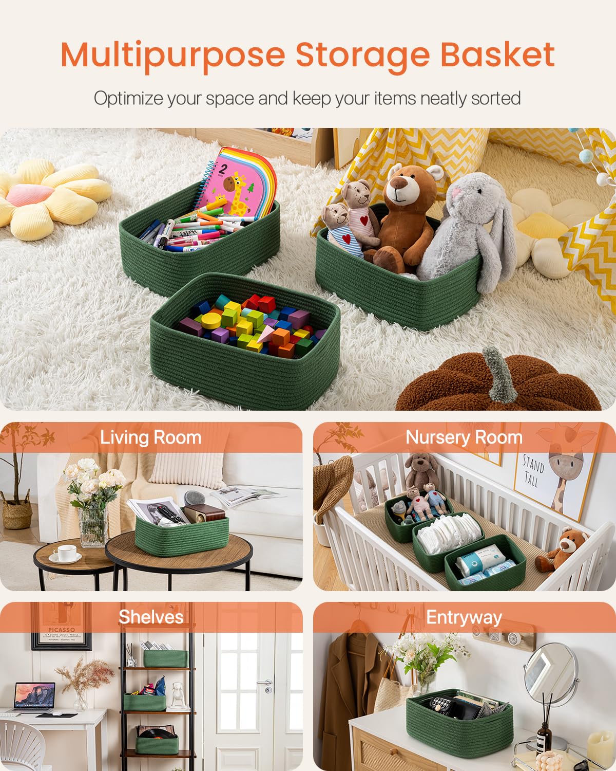 Small Woven Storage Basket for Organizing (3 Count)
