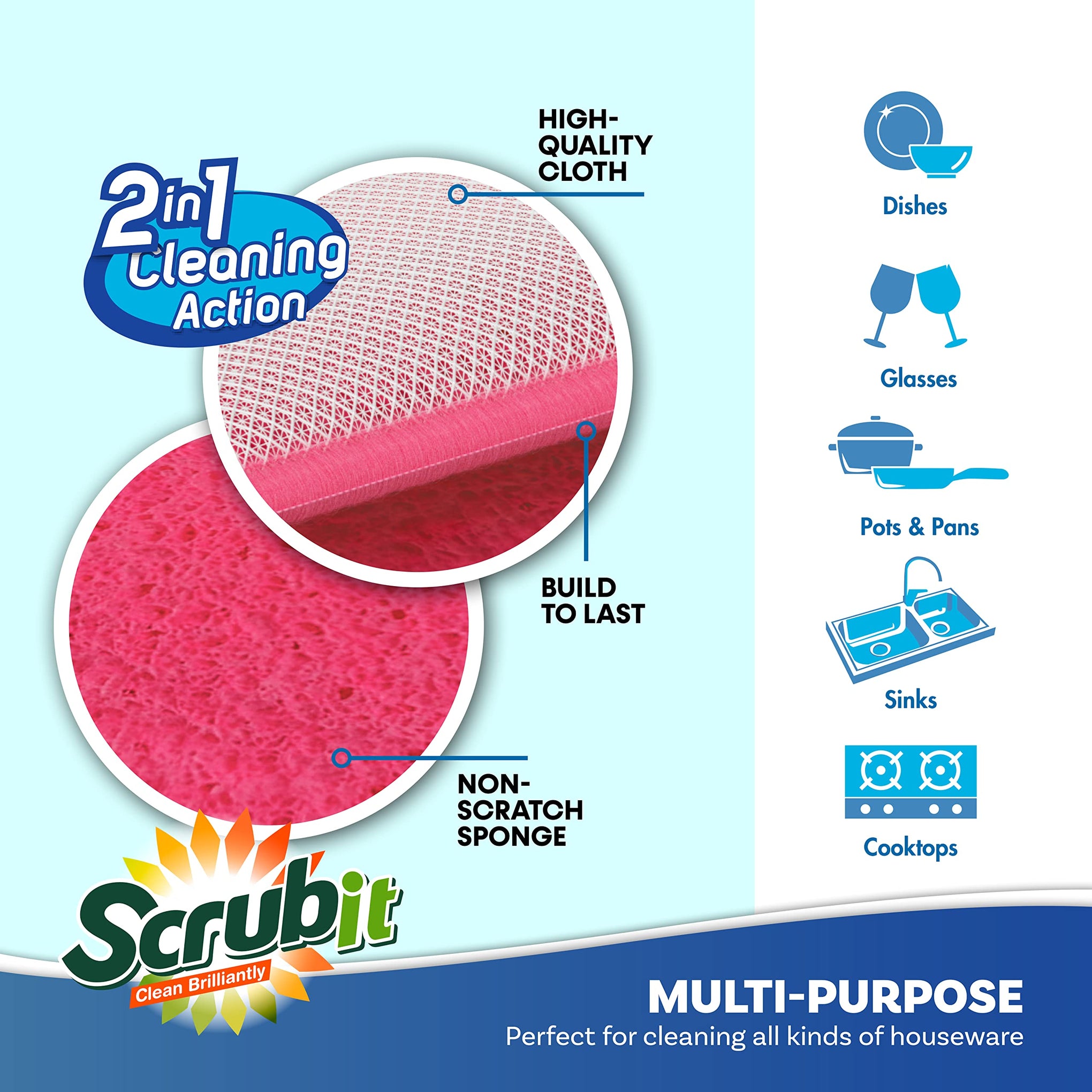Scrub and Wipe Scrubbing Pads [10 Pack] (10 Count)