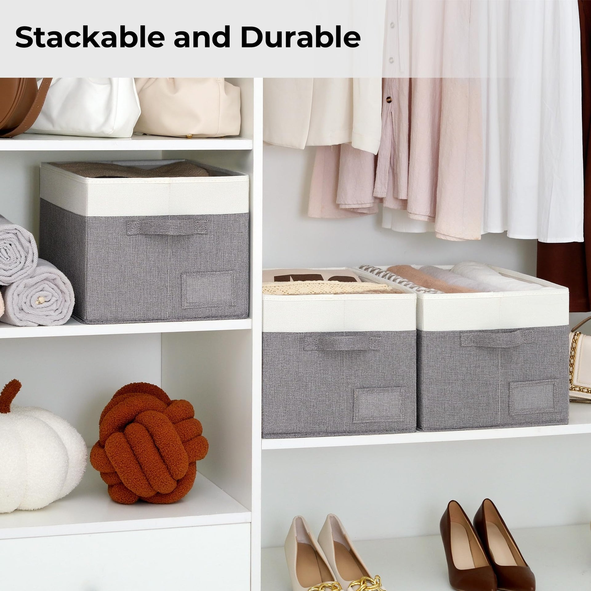 Closet Storage Bins with Label (3 Count)