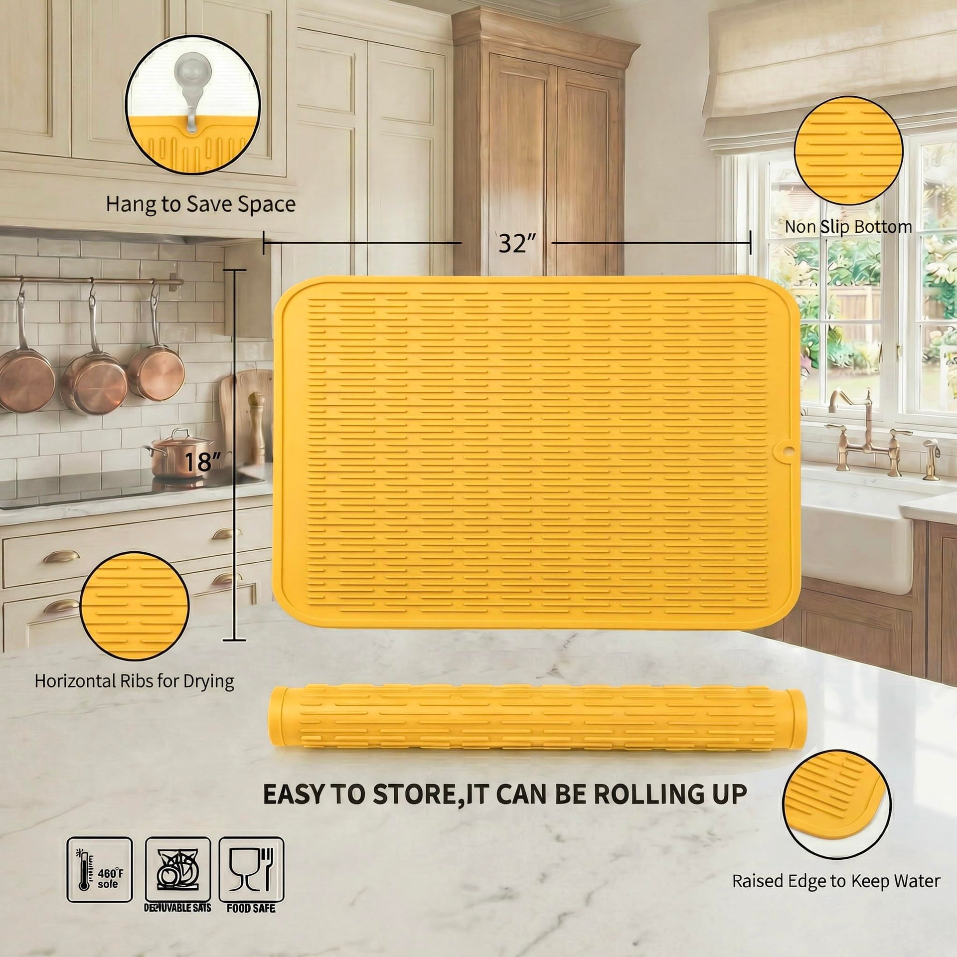 Silicone Dish Drying Mat for Multiple Usage