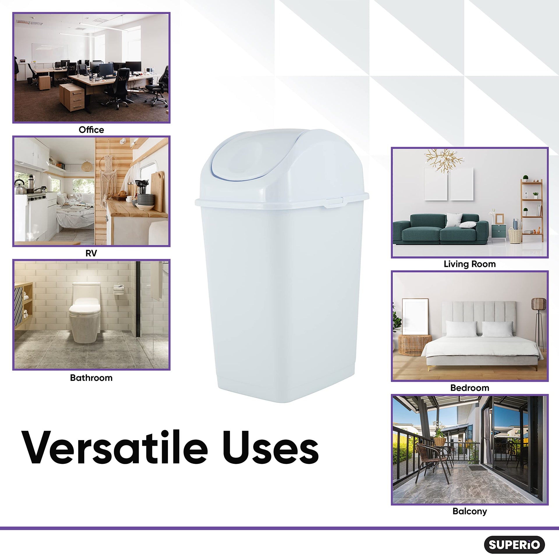 Small Plastic Trash Can with Swing Top Lid (2 Count)