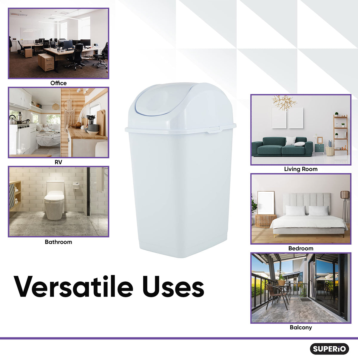 Small Plastic Trash Can with Swing Top Lid (2 Count)