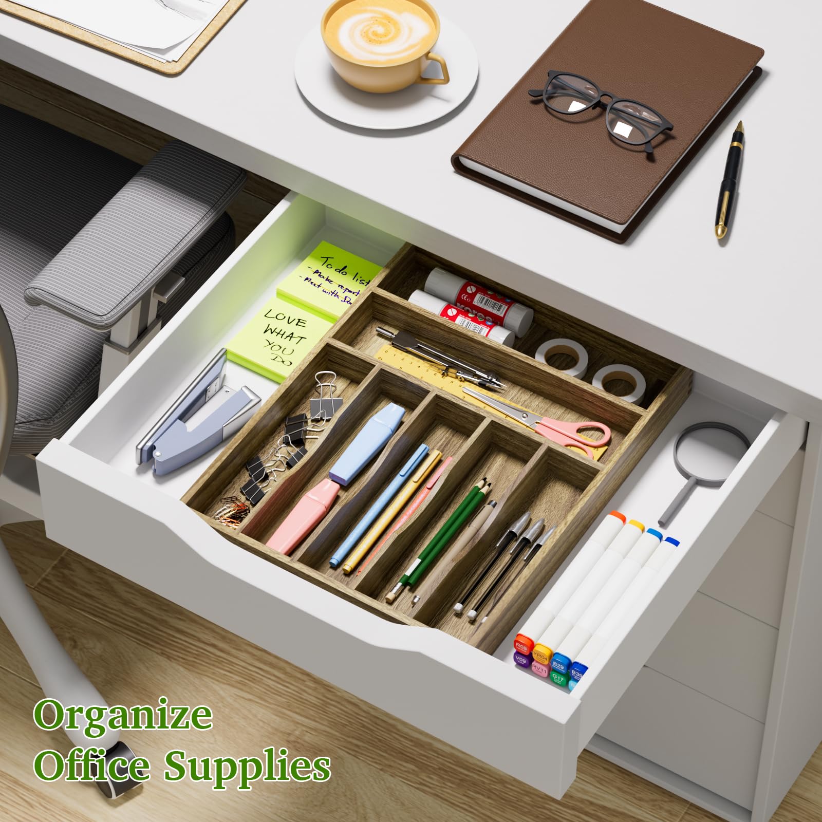 Acacia Wood Silverware Drawer Organizer (34.24 Ounce)