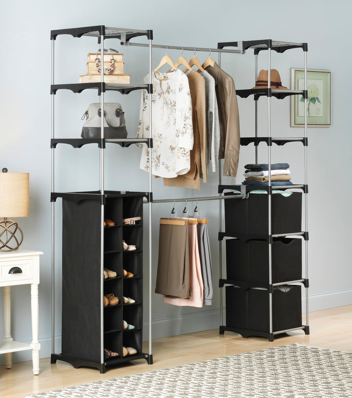 Deluxe Double Rod Adjustable Closet Organization System