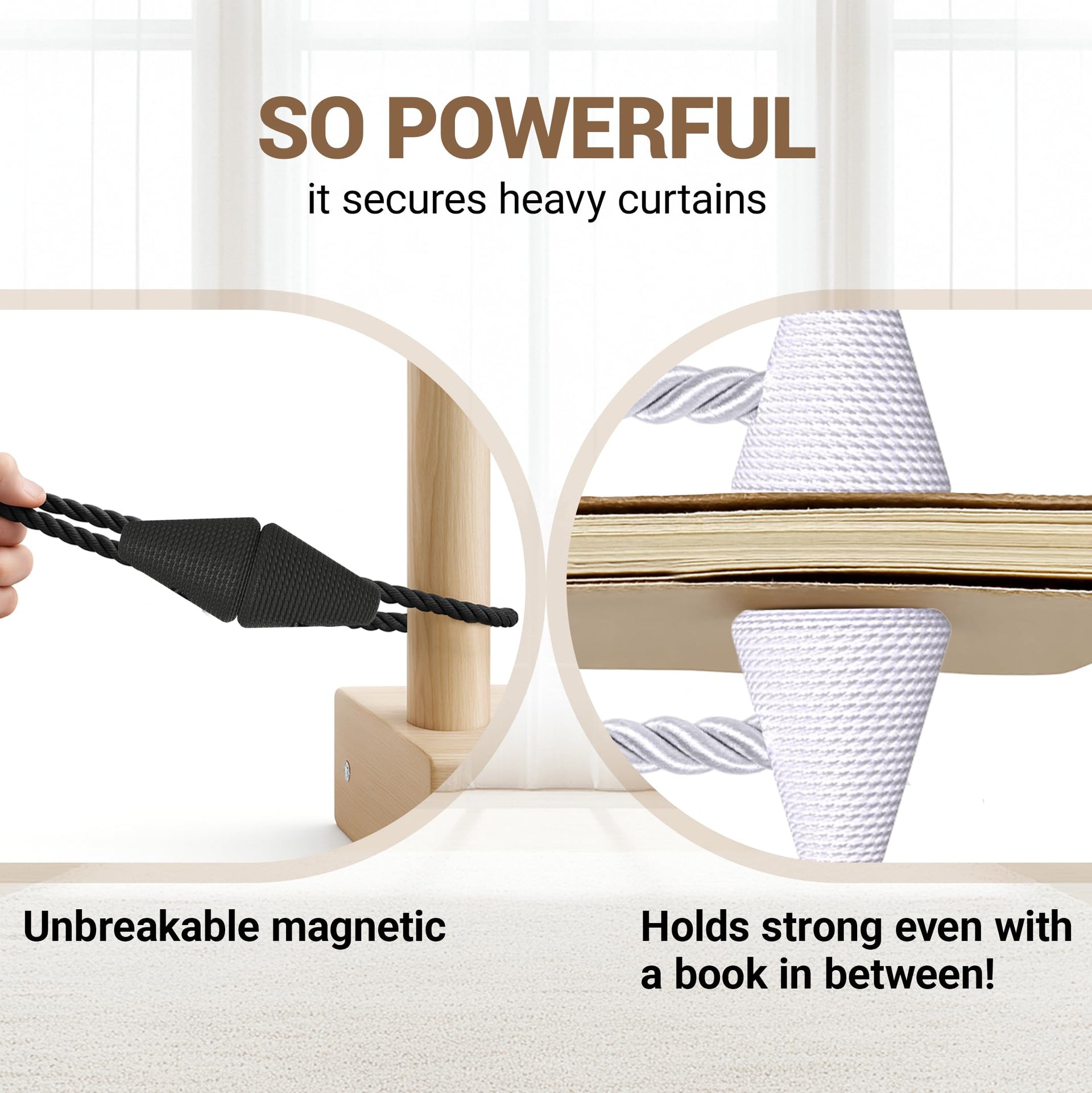 Magnetic Curtain Tiebacks Black 2pcs (2 Count)