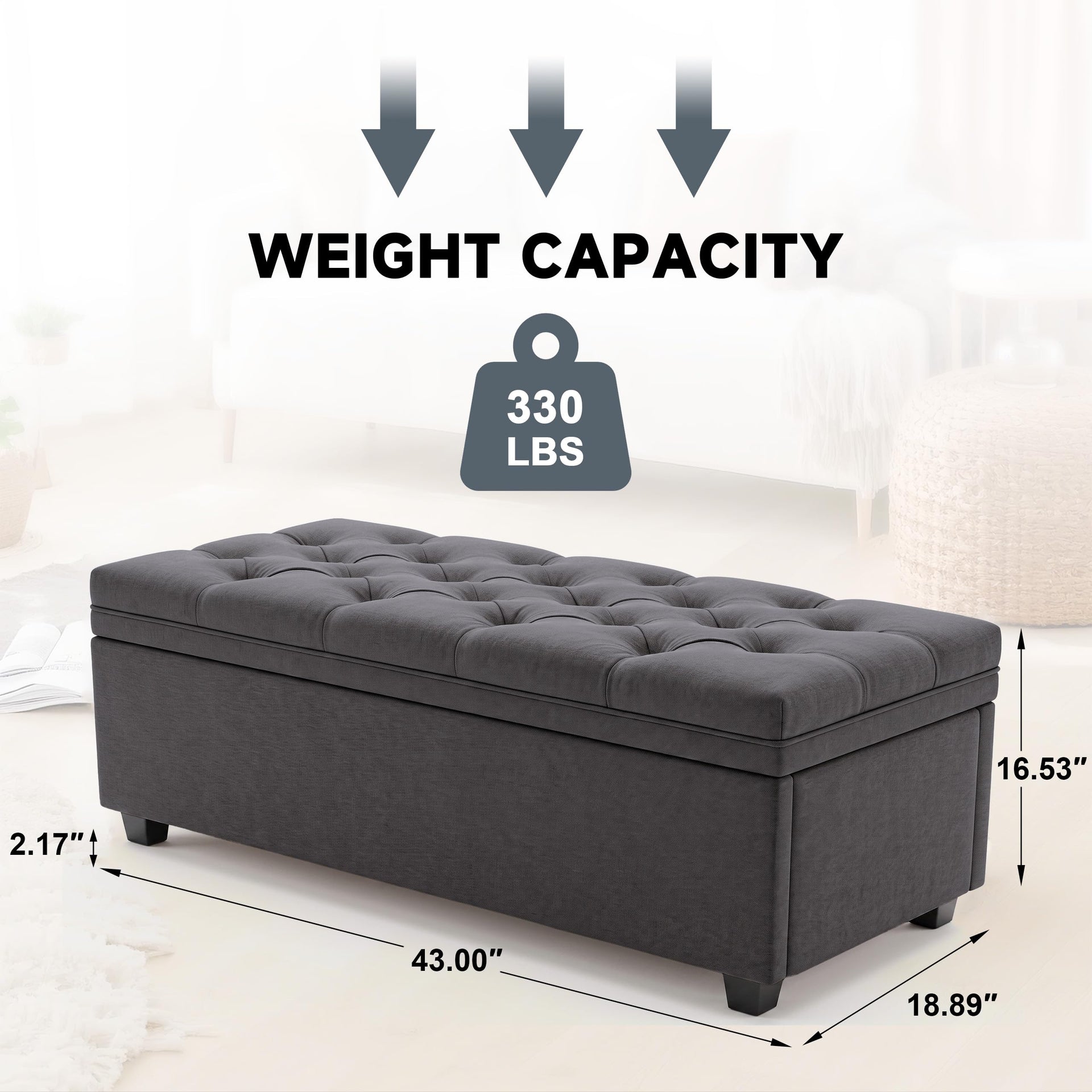 43 Inch Storage Ottoman