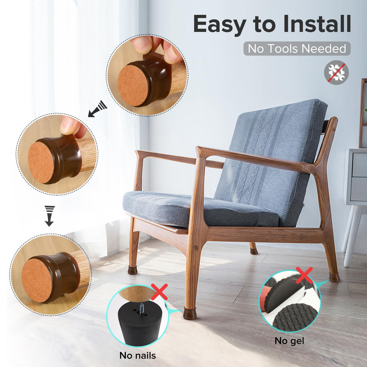 24PCS Upgraded Silicone Chair Leg Floor Protectors for Hardwood Floors (24 Count)