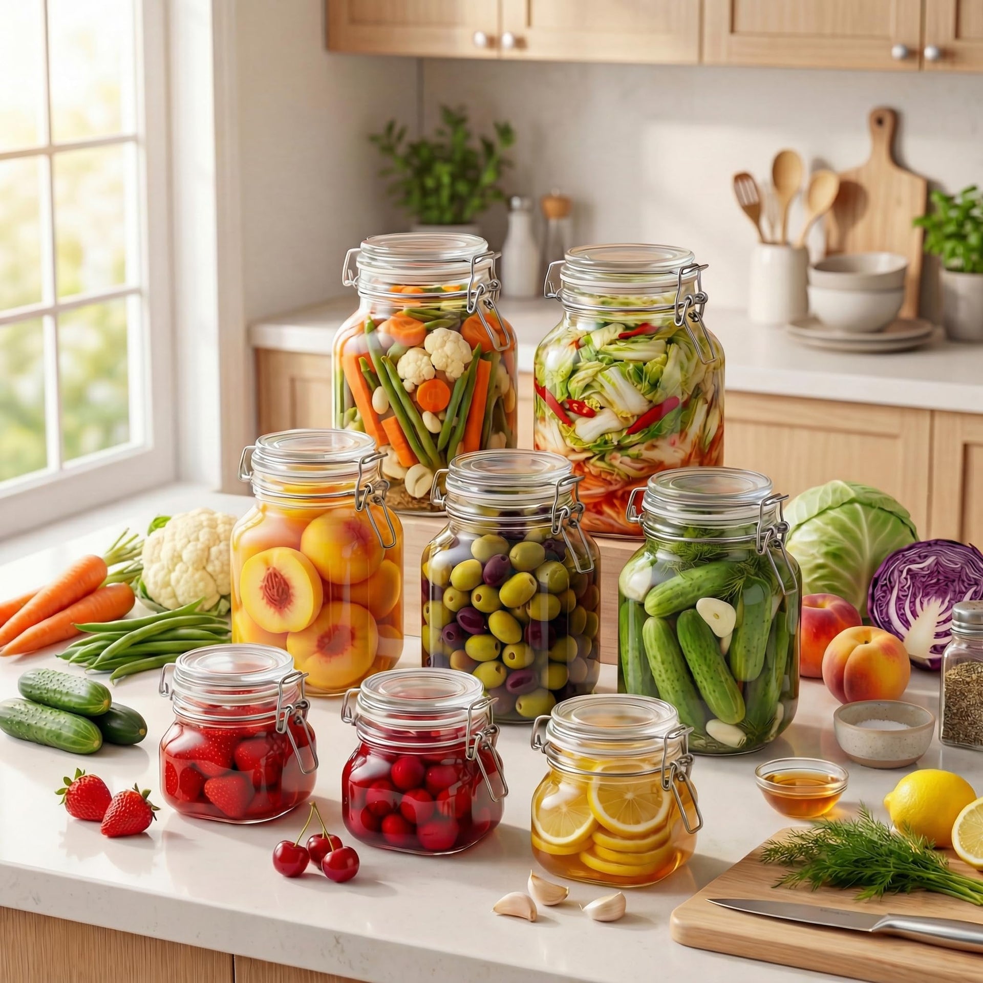 17 oz Square Glass Jars with Airtight Lids (6 Count)