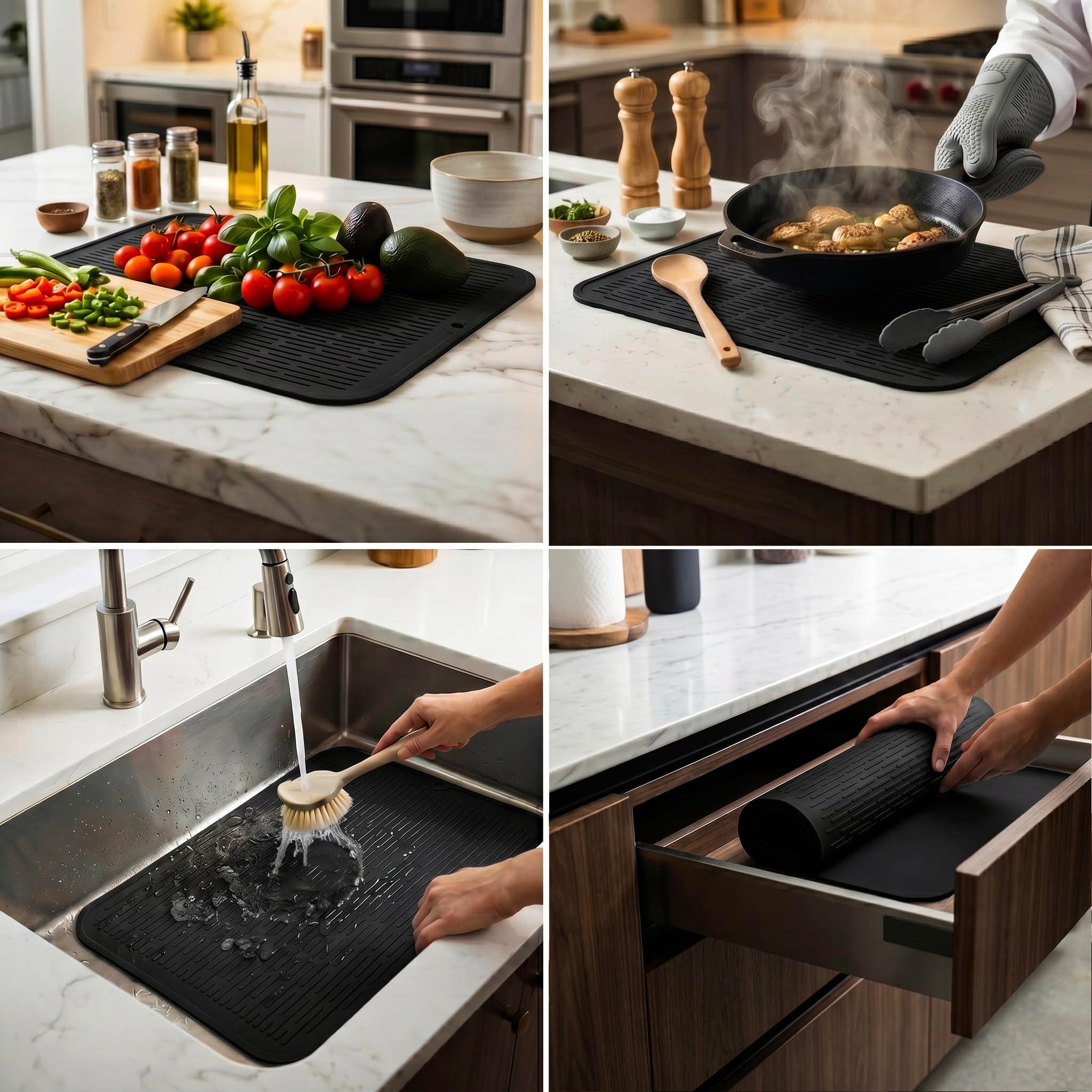 Silicone Dish Drying Mat for Multiple Usage