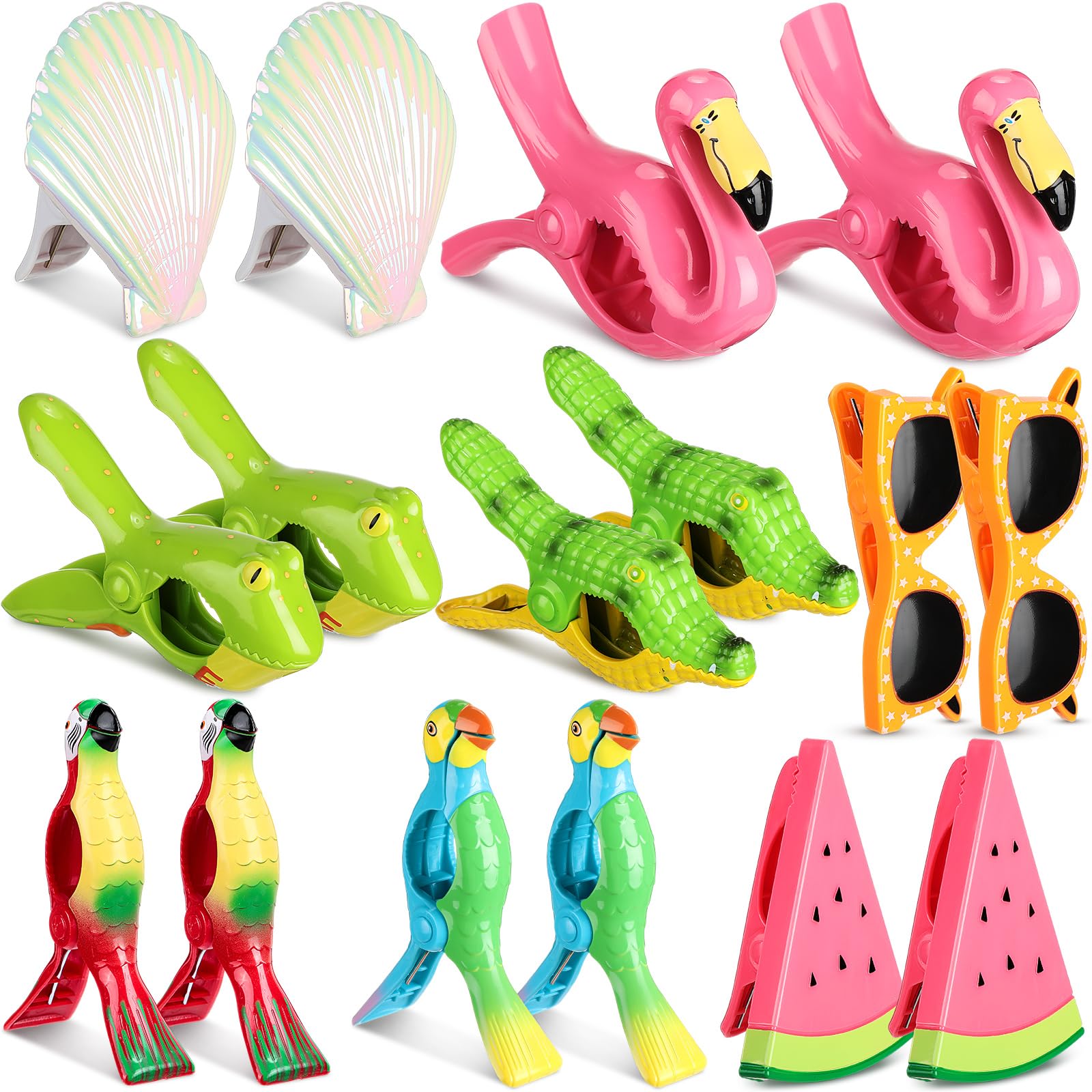 16 Pcs Beach Towel Clips for Beach Chairs Cute Towel Holder Cruise Clothes Pins for Lounge Chair Patio Pool (16 Count)