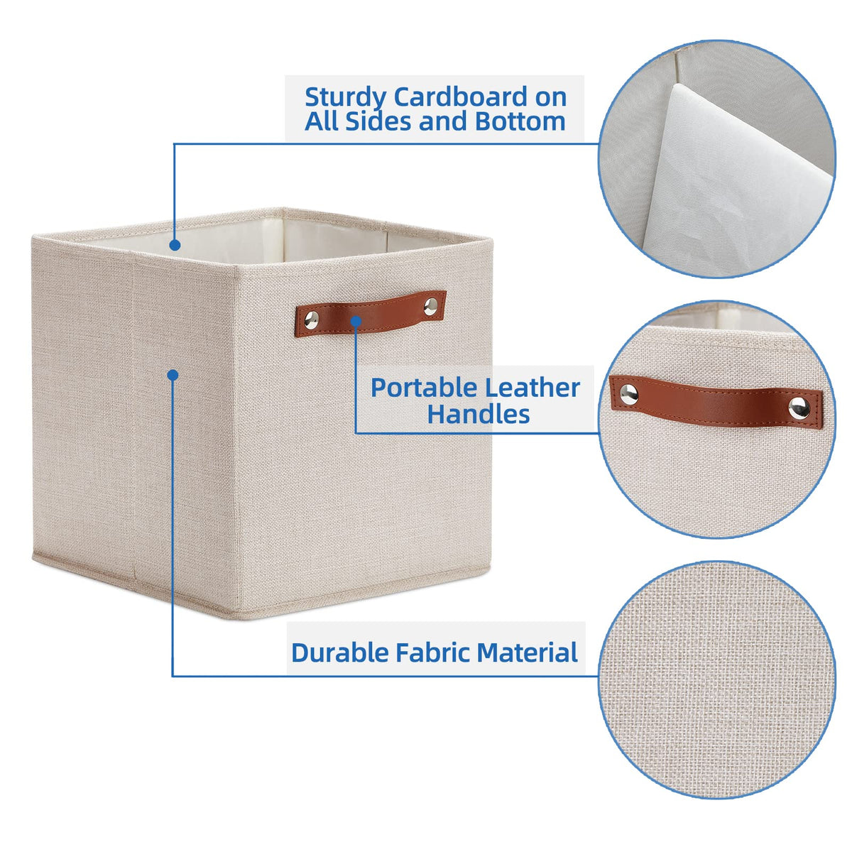 11x11 Storage Cubes Fabric Storage Cubes Storage Bins with Dual Leather Handles Canvas Storage Boxes for Organizing Home