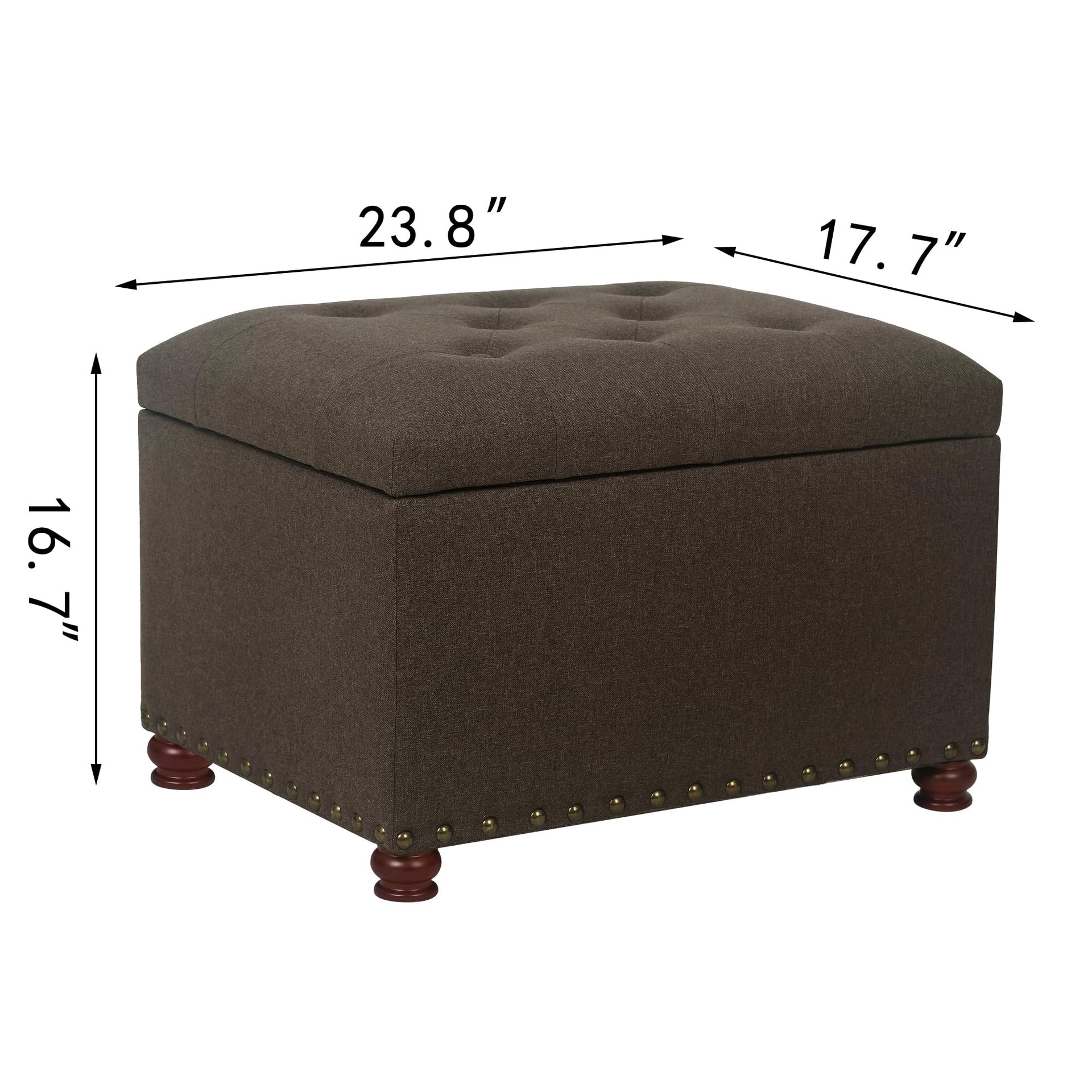 Storage Ottoman Linen Button Tufted Bench with Rivet