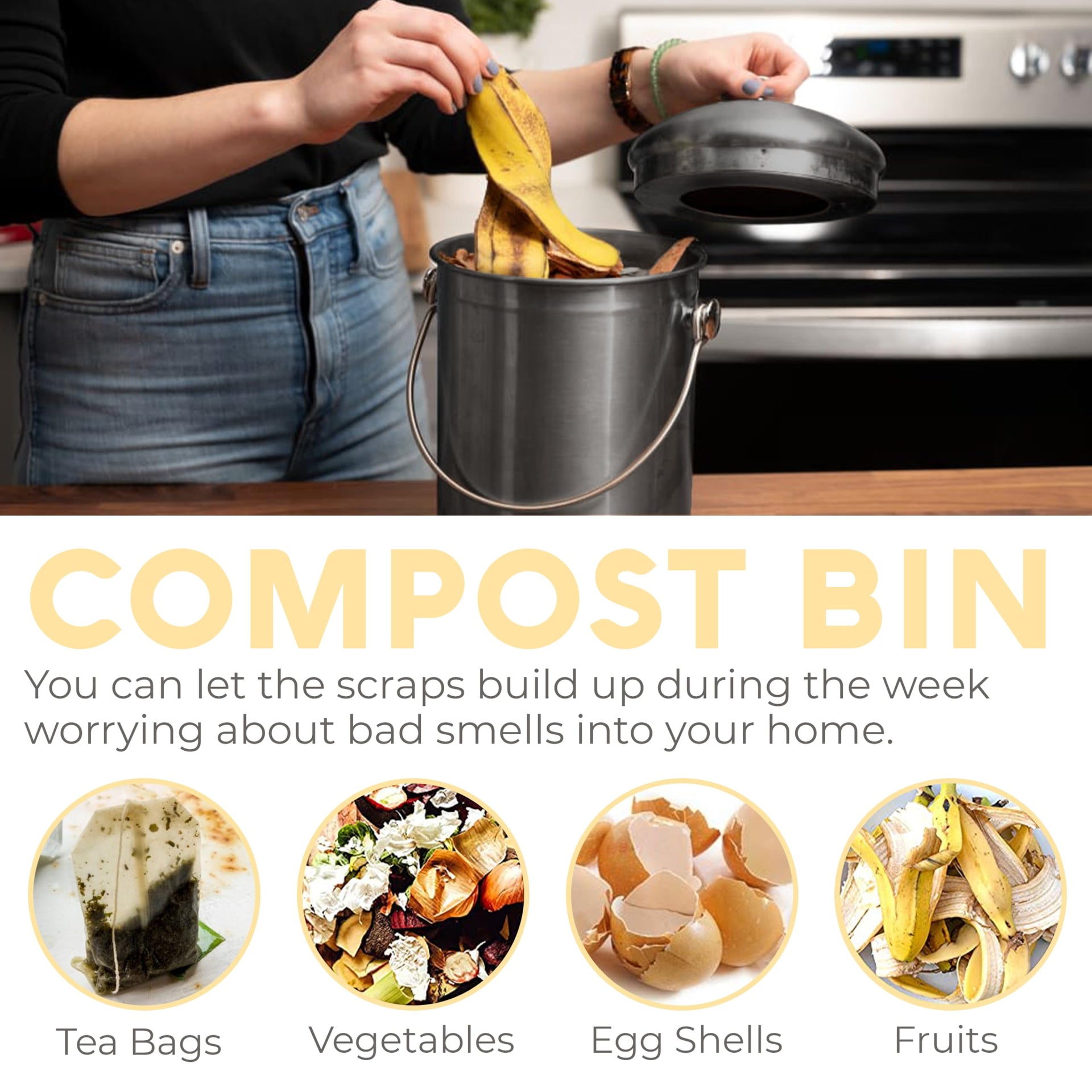 Kitchen Compost Bin for Kicthen Countertops
