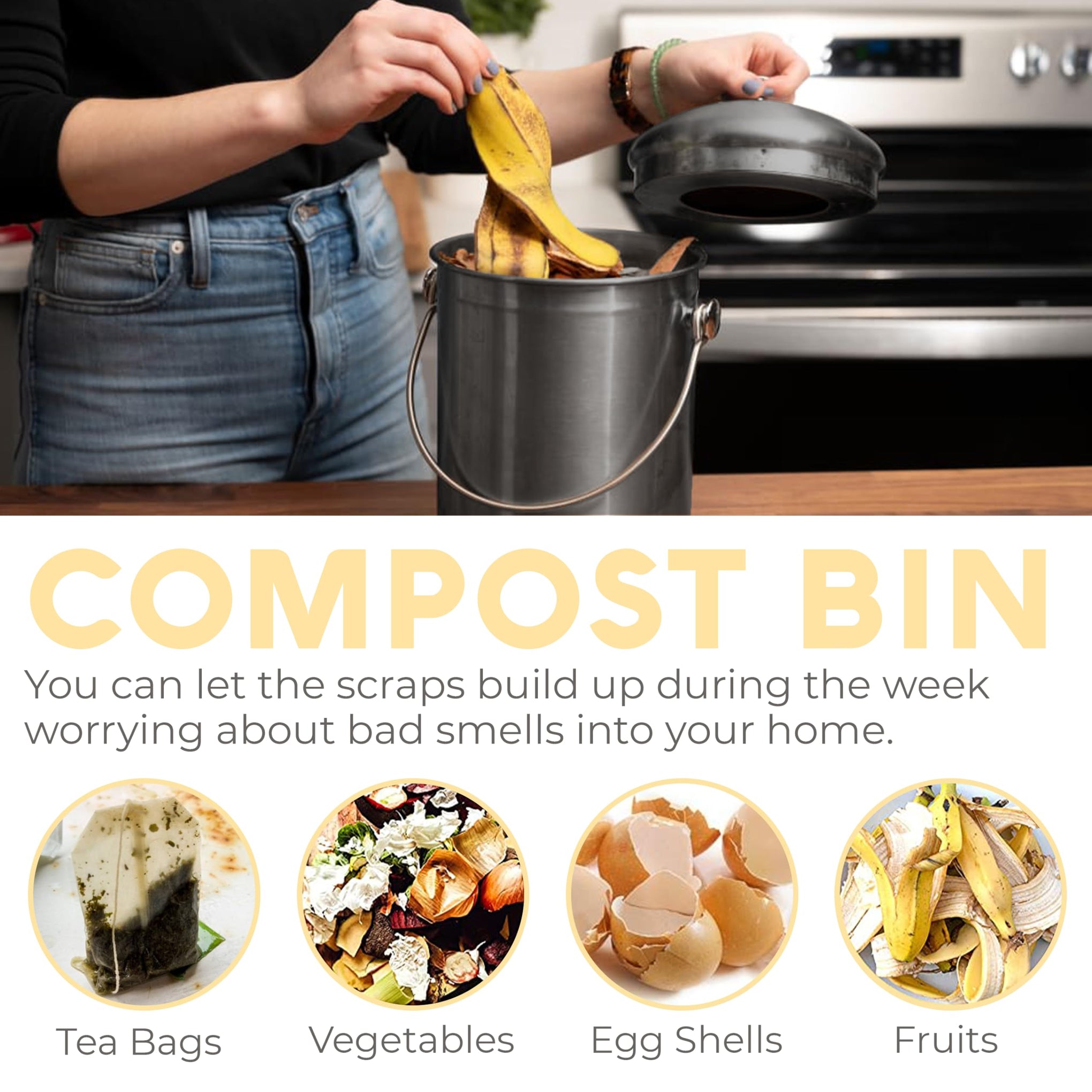 Kitchen Compost Bin for Kicthen Countertops