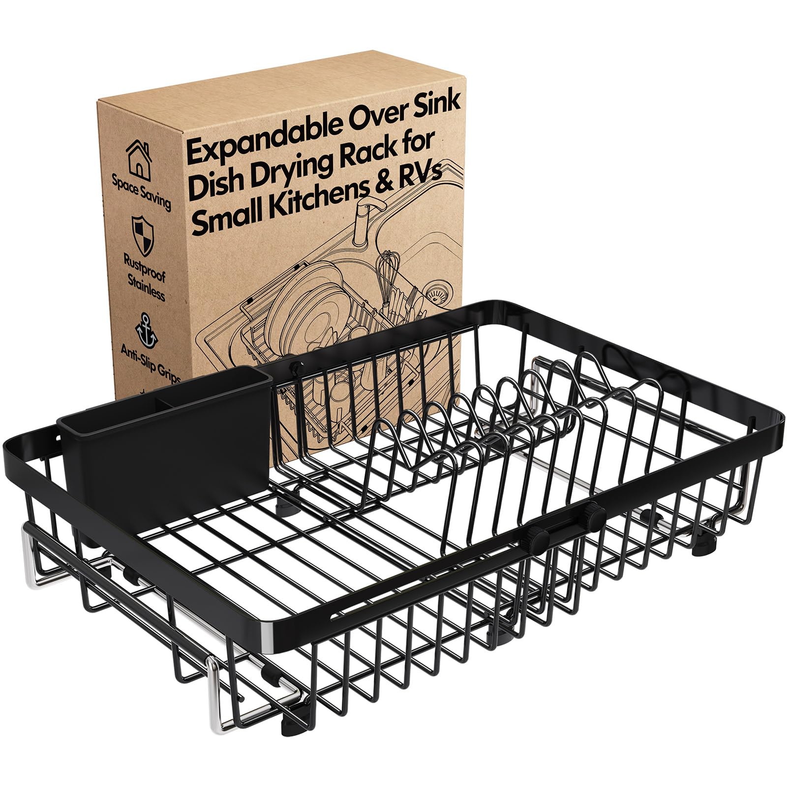 Dish Drying Rack Over The Sink with Utensil Holder