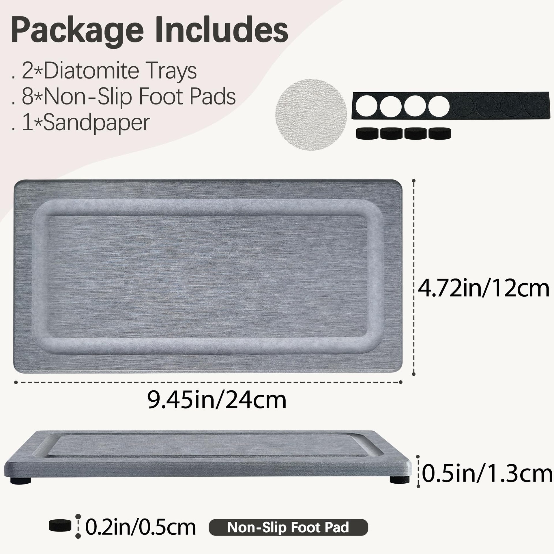 2 PCS Water Absorbing Stone Trays for Bathroom Sink Fast Drying Coasters (2 Count)