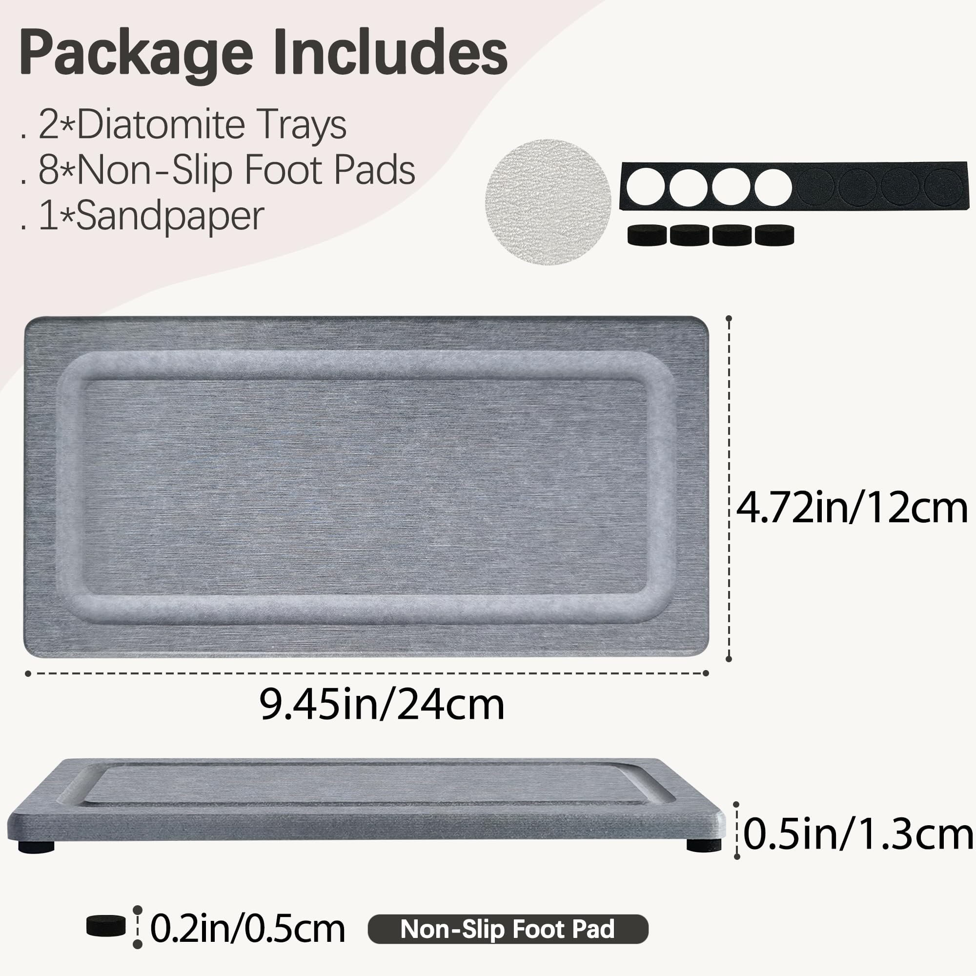 2 PCS Water Absorbing Stone Trays for Bathroom Sink Fast Drying Coasters (2 Count)
