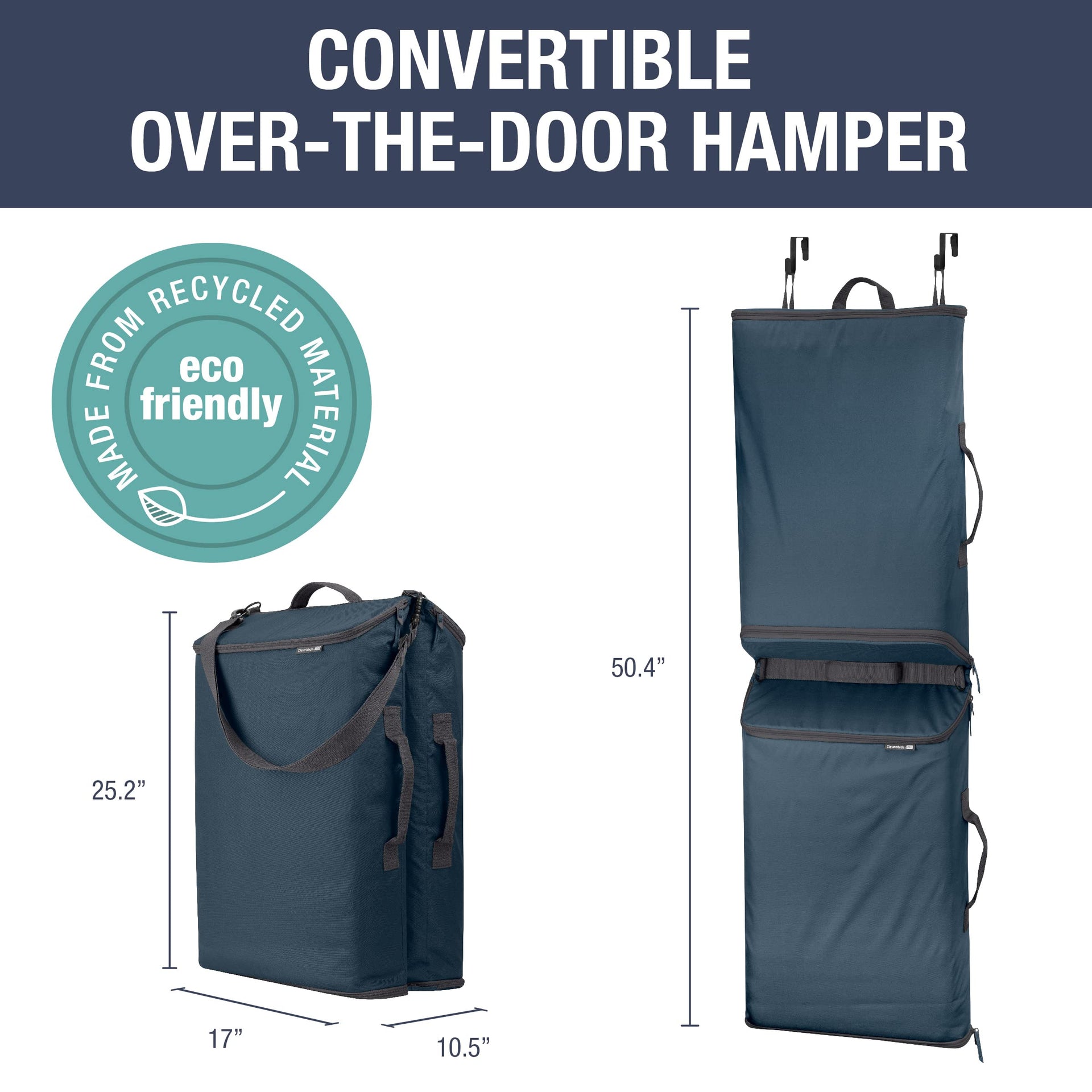 Over-the-Door Double Laundry Hamper, 43L Laundry Organizer Ocean