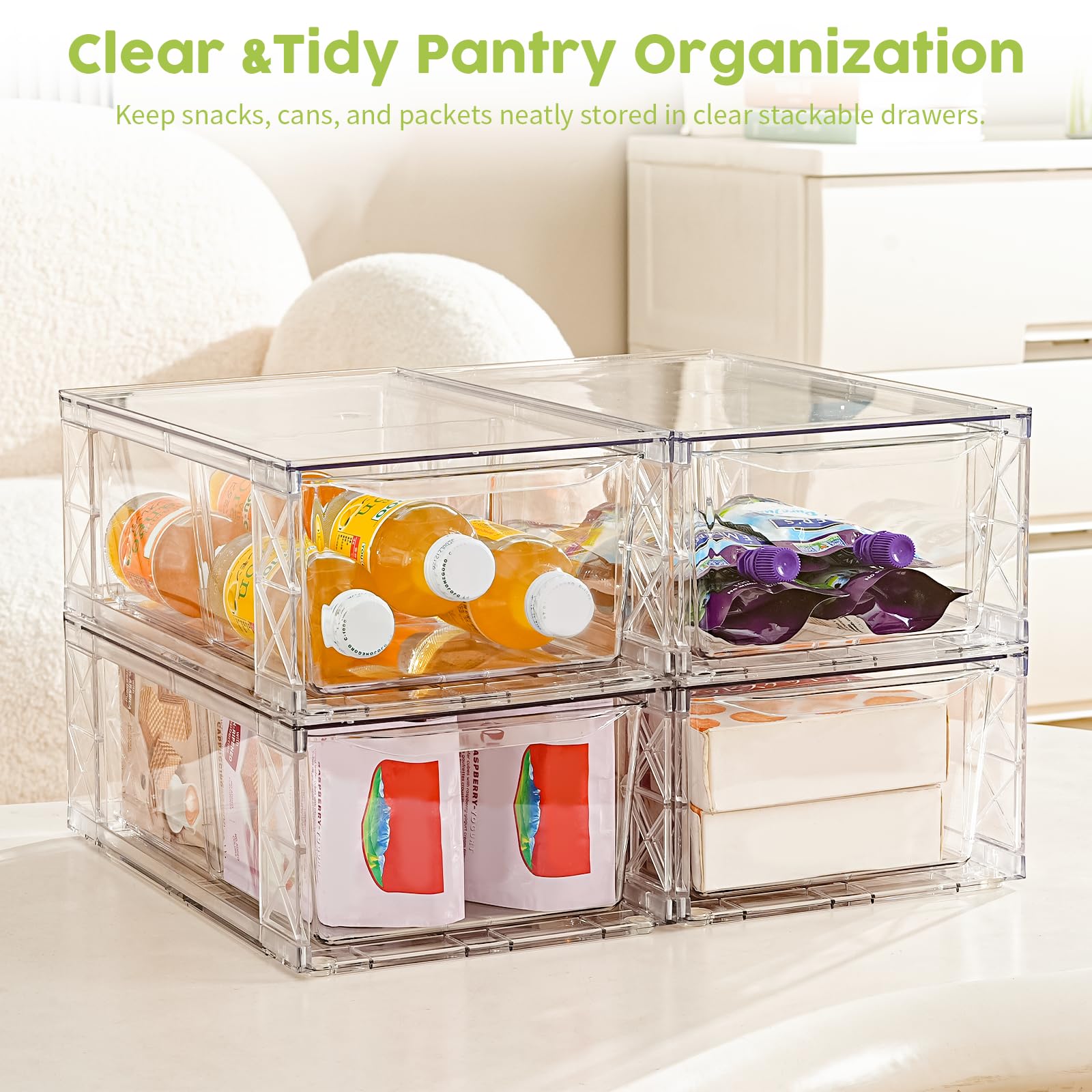 4 Pack Acrylic Storage Drawers (4 Count)